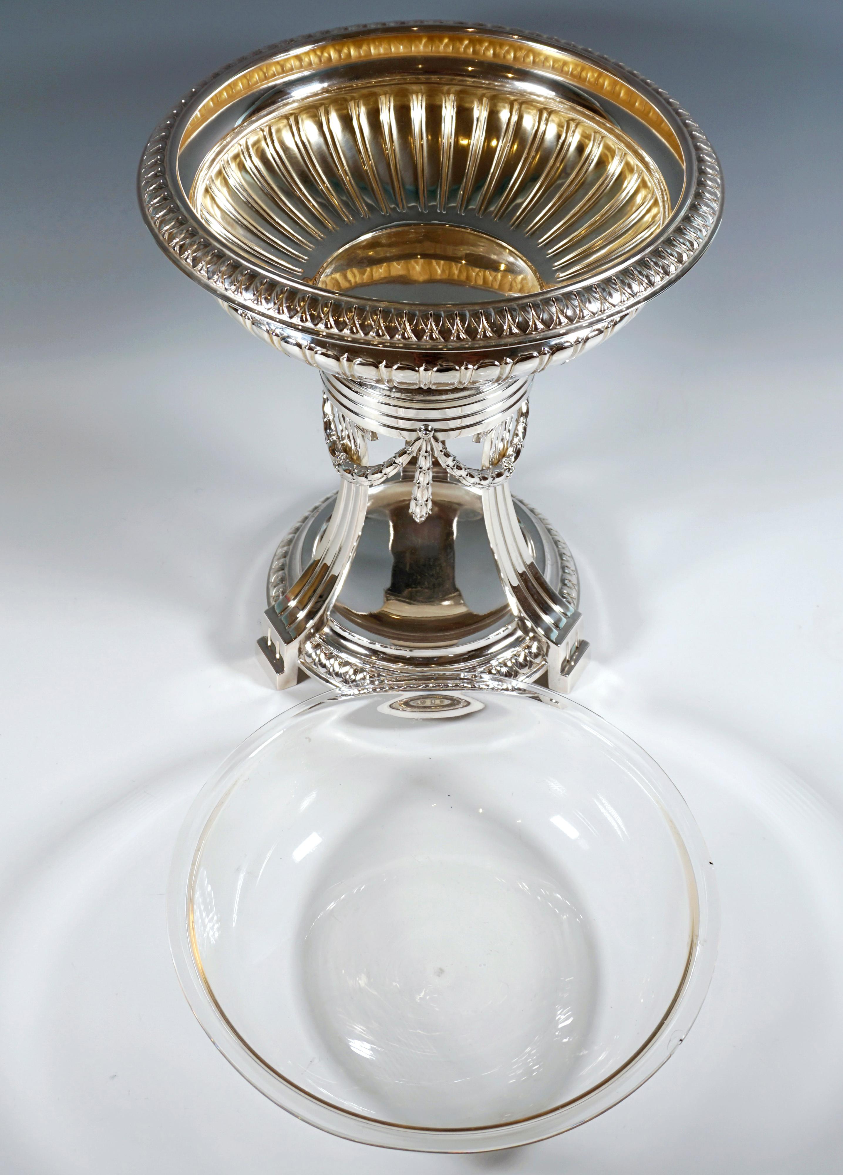 Early 20th Century Large Art Nouveau Silver Centerpiece With Original Glass Insert, Germany, c 1915