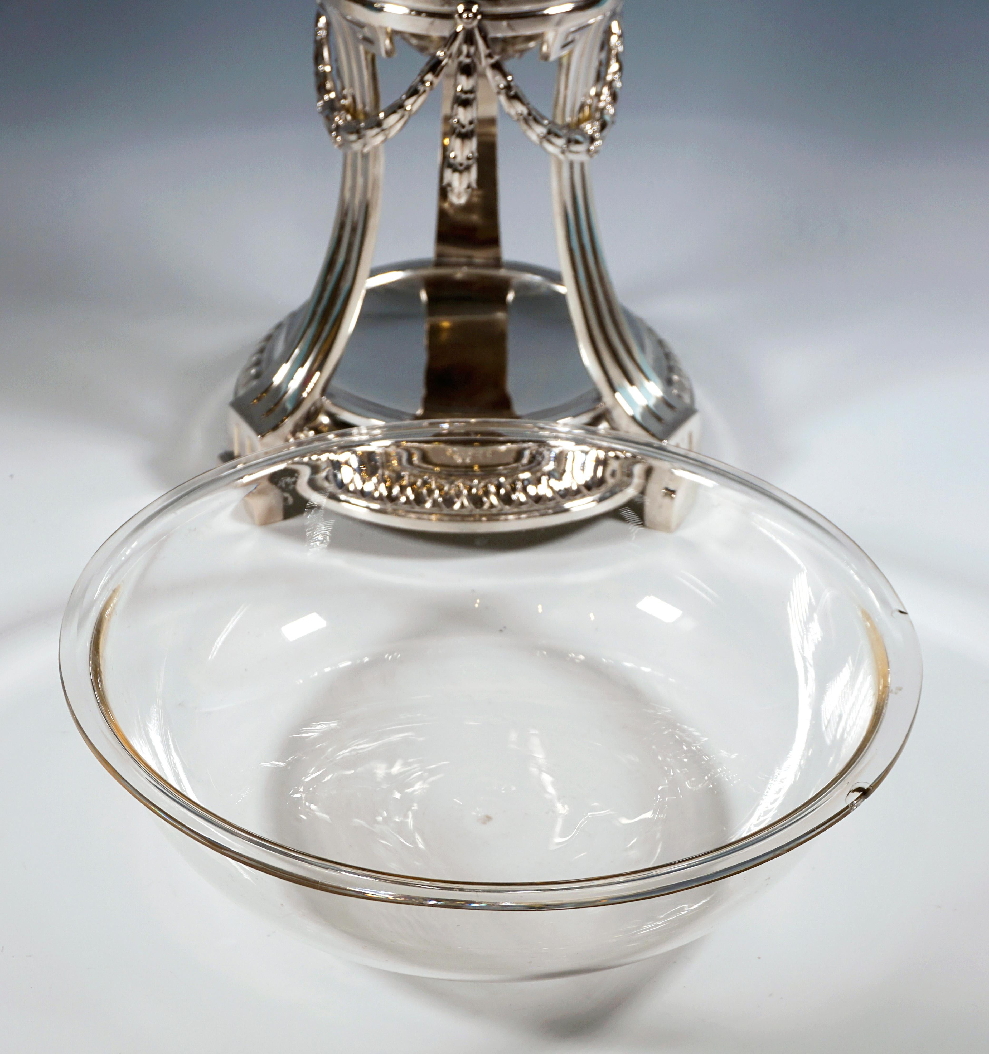 Large Art Nouveau Silver Centerpiece With Original Glass Insert, Germany, c 1915 1