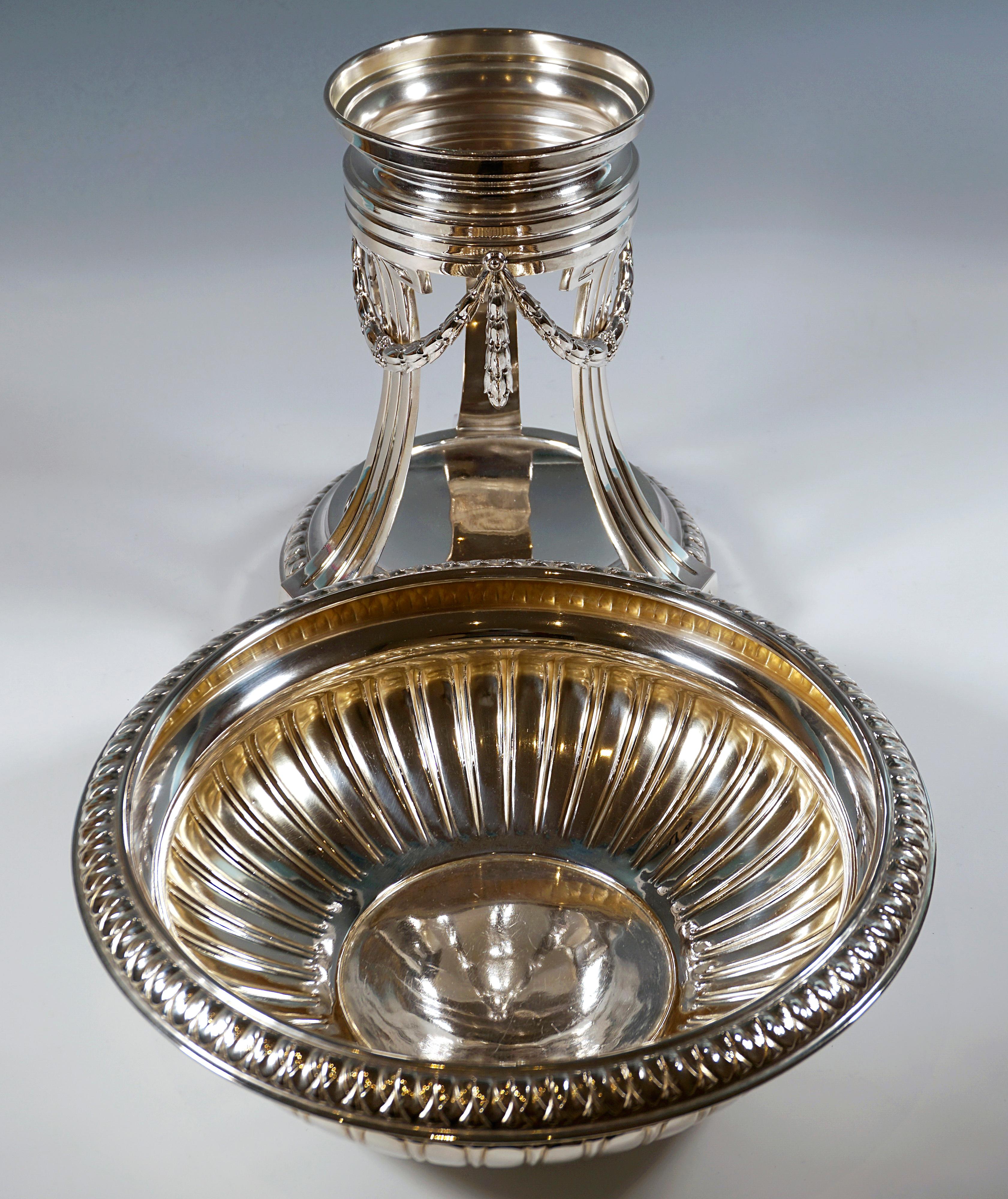 Large Art Nouveau Silver Centerpiece With Original Glass Insert, Germany, c 1915 3