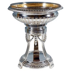 Large Art Nouveau Silver Centerpiece With Original Glass Insert, Germany, c 1915