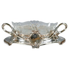 Grande jardinière Art Nouveau en argent avec revêtement en verre, Wilhelm Binder, Allemagne