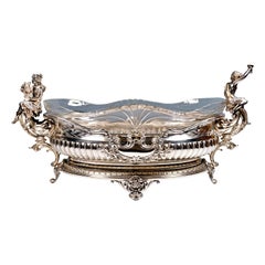 Große prächtige Jugendstil-Blumenschale mit Bacchants, WMF Deutschland, 1906