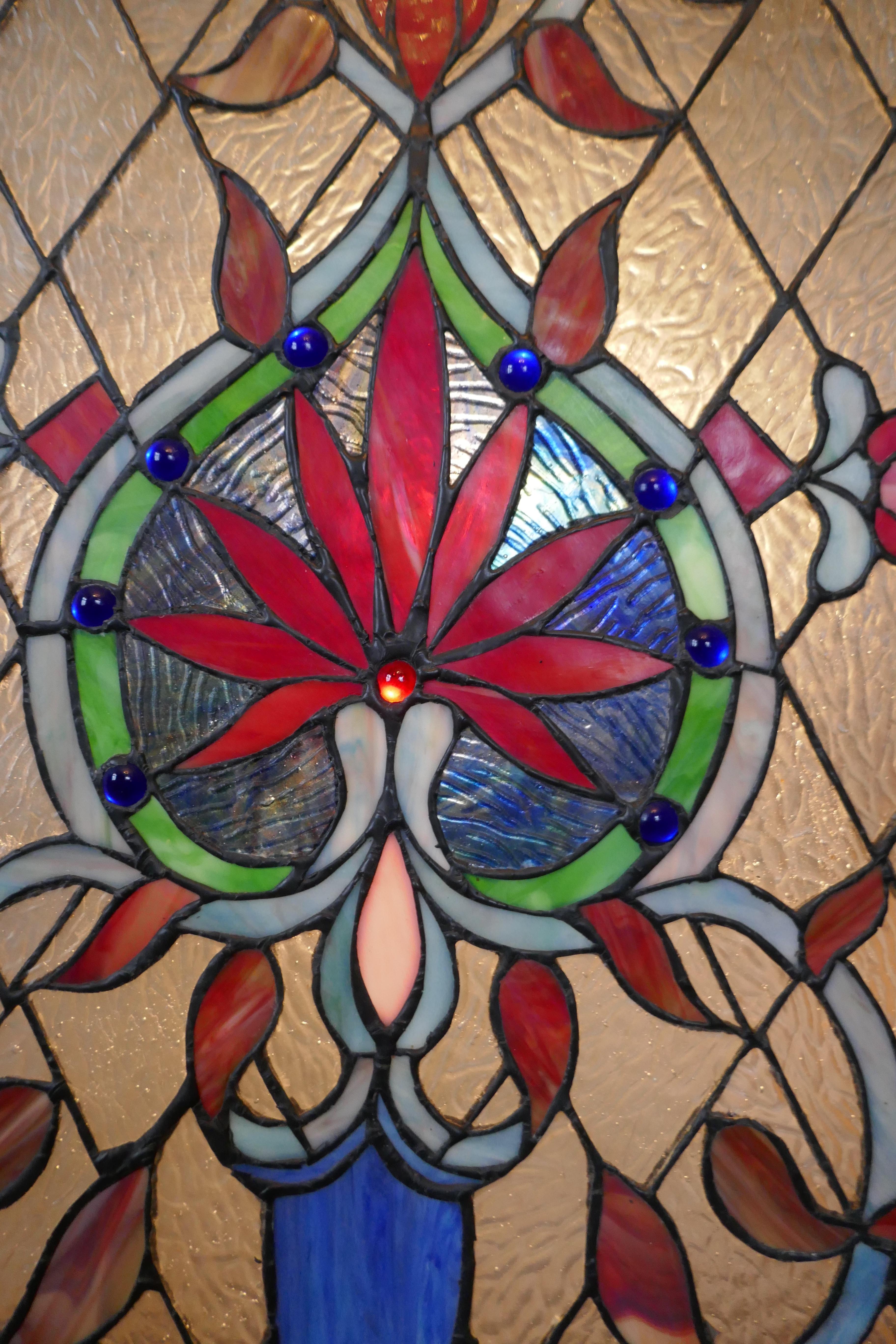 Large Art Nouveau Stained Glass Panel for a Window or Door 8
