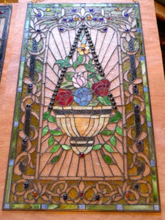 Large Art Nouveau Stained Glass Panel for a Window or Door