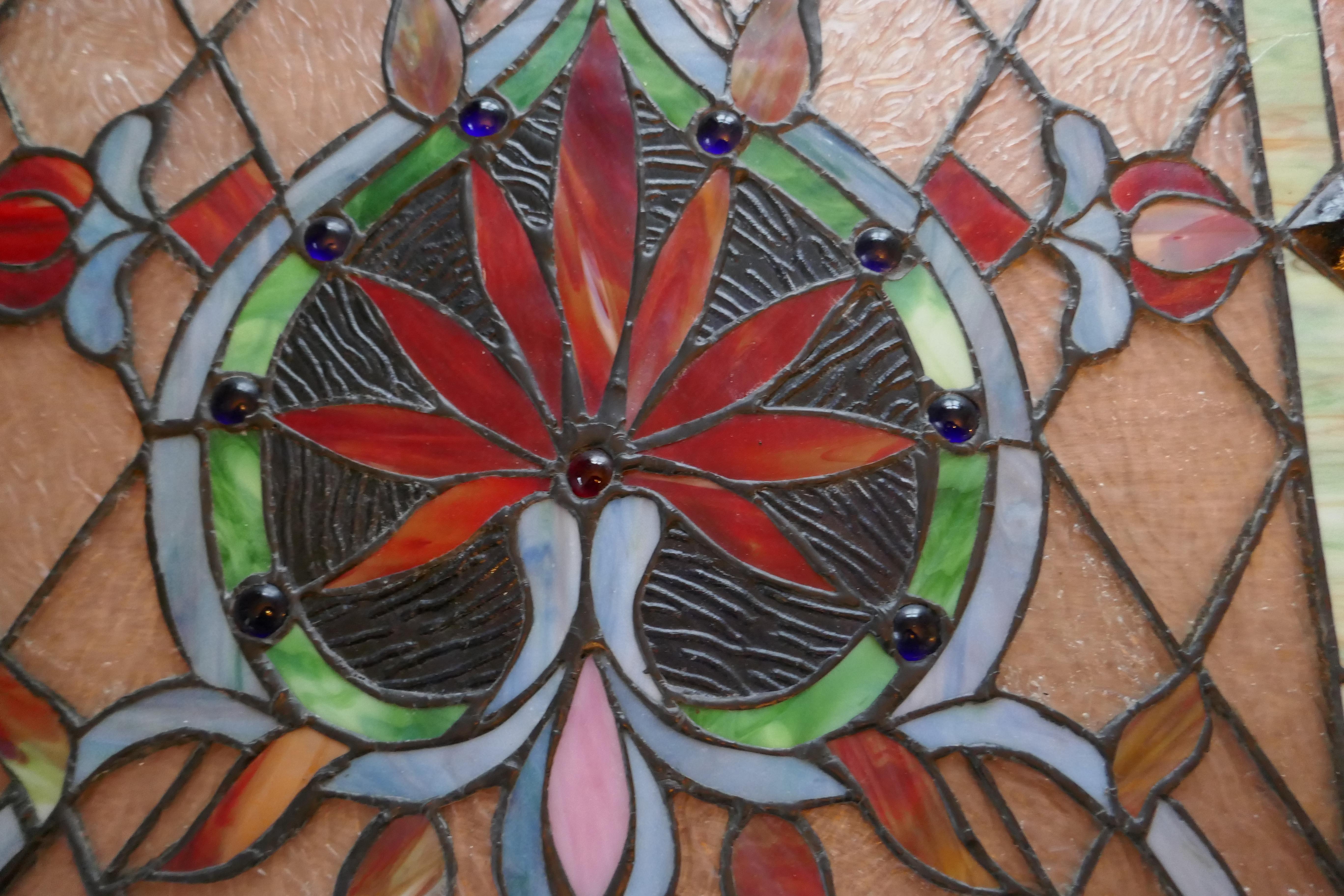 Large Art Nouveau Stained Glass Panel for a Window or Door 1