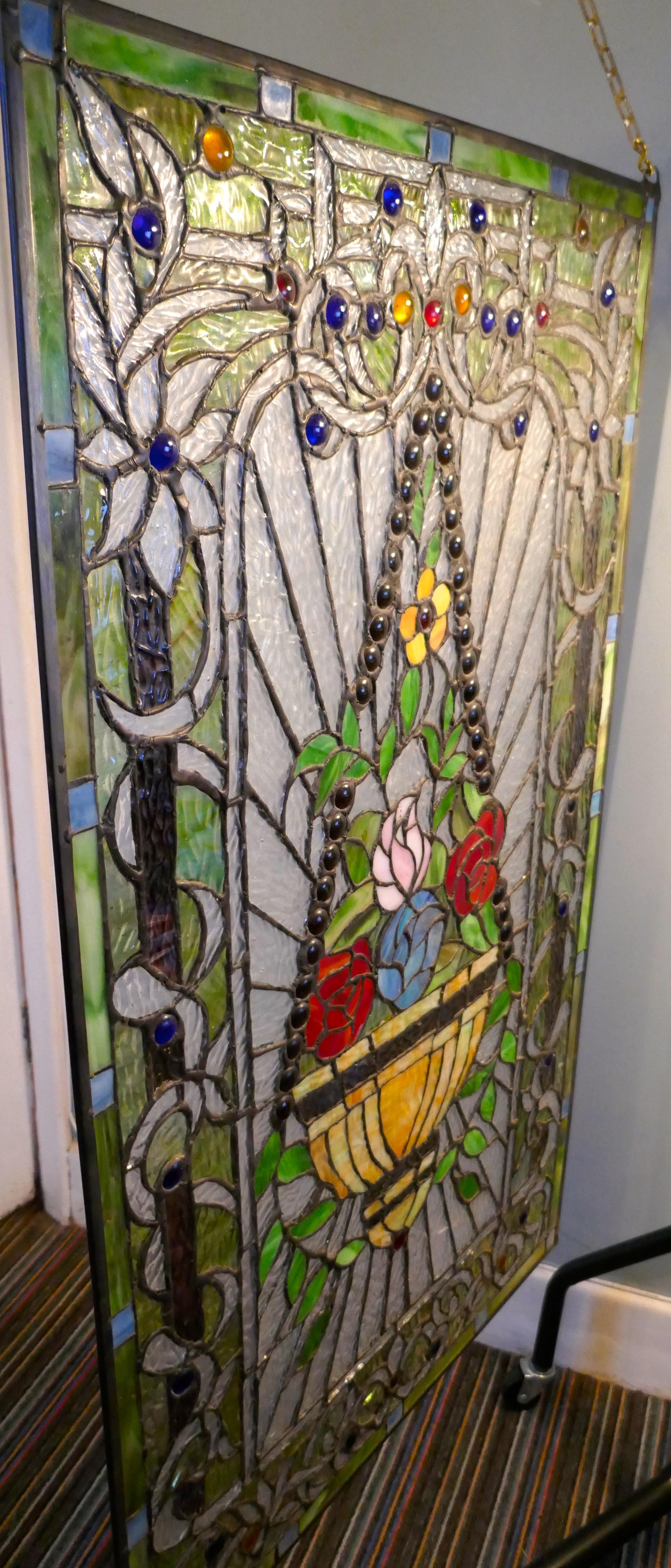 Large Art Nouveau Stained Glass Panel for a Window or Door 2