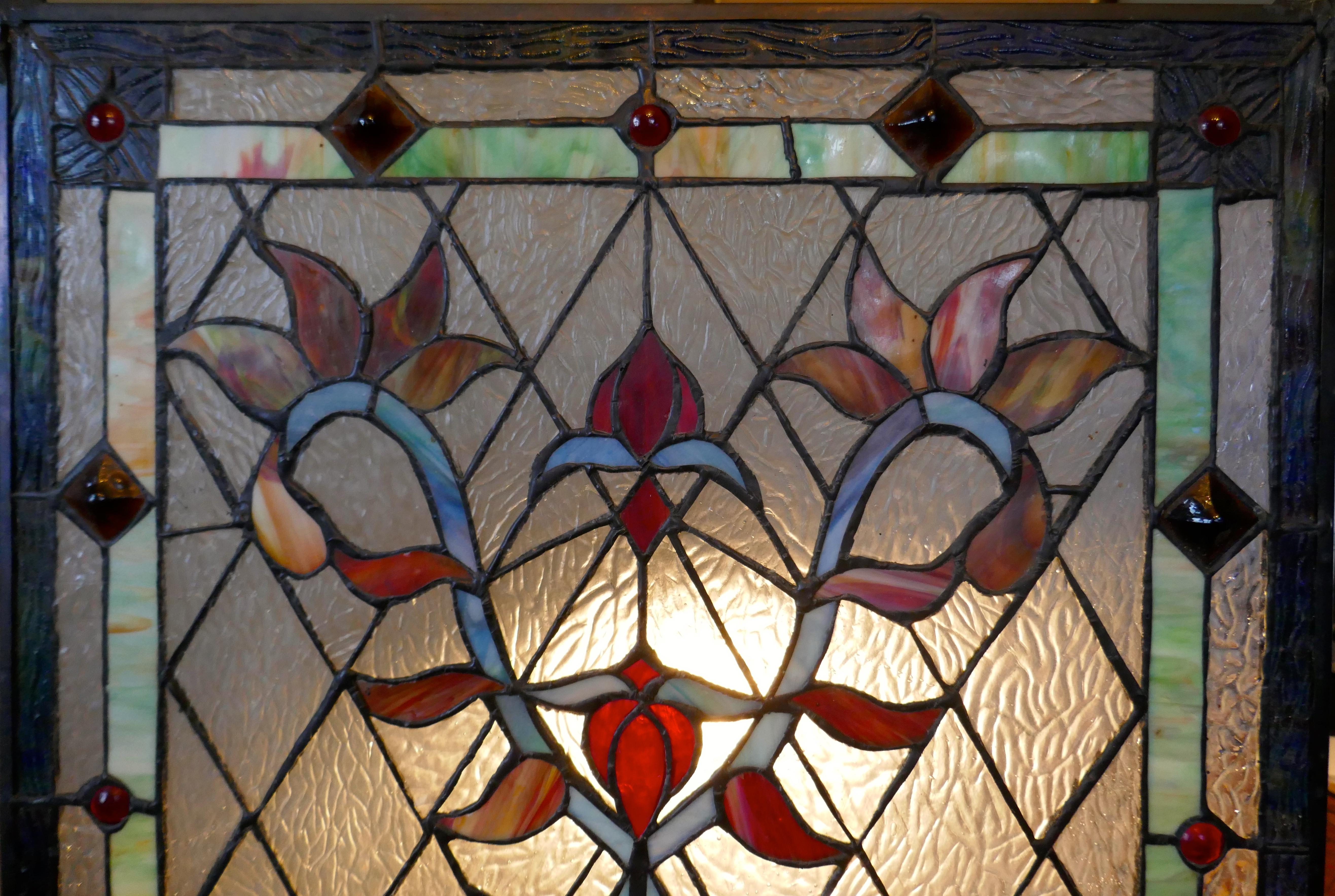 Large Art Nouveau Stained Glass Panel for a Window or Door 5