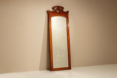 Grande specchio a stelo Art Nouveau in noce, Francia, 1900 ca.