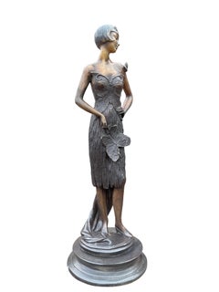 Large Art Nouveau Style Bronze Lady, 20th Century