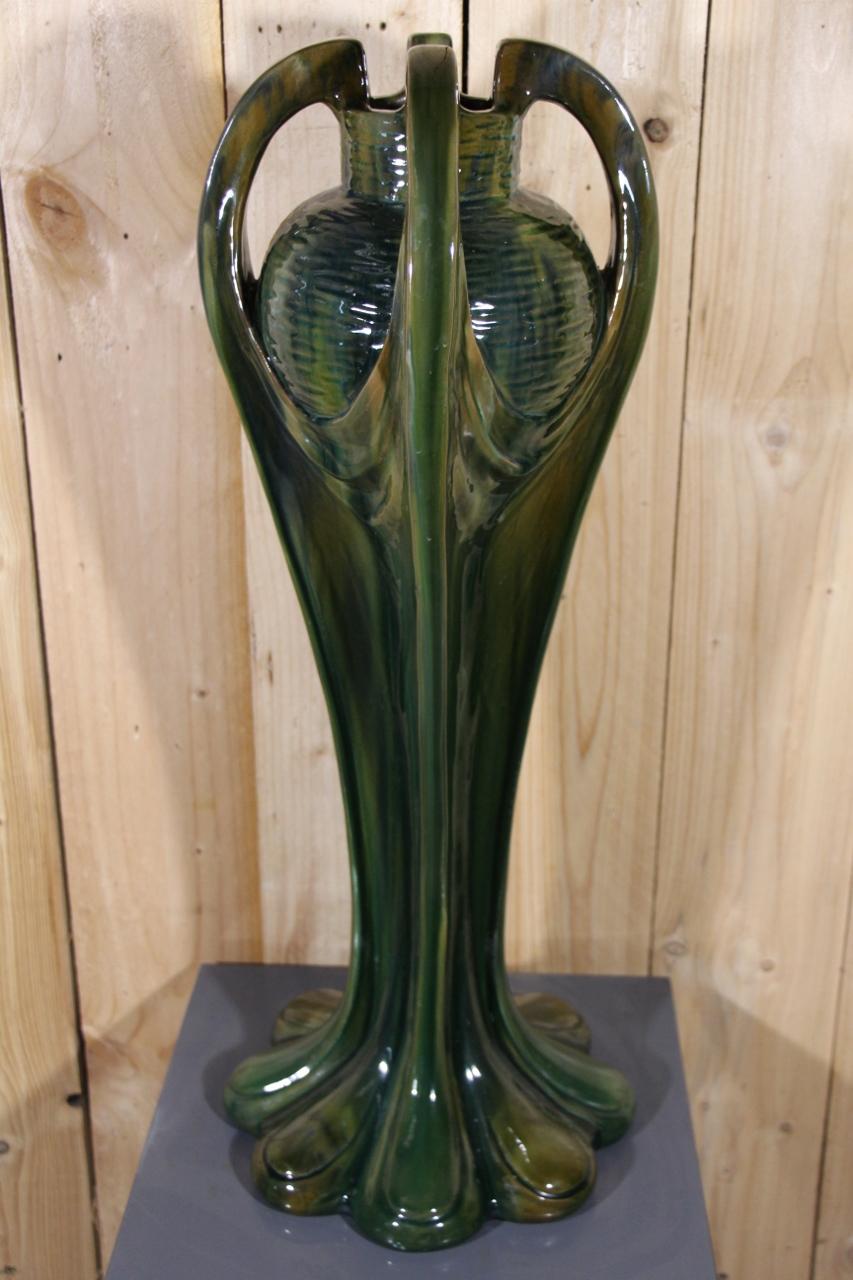 grand vase en céramique, période art nouveau, signé par jerome massier