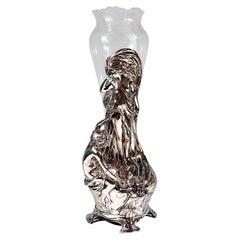 Grand vase Art Nouveau avec figures Plasitc et verre d'origine, WMF, Allemagne 1906