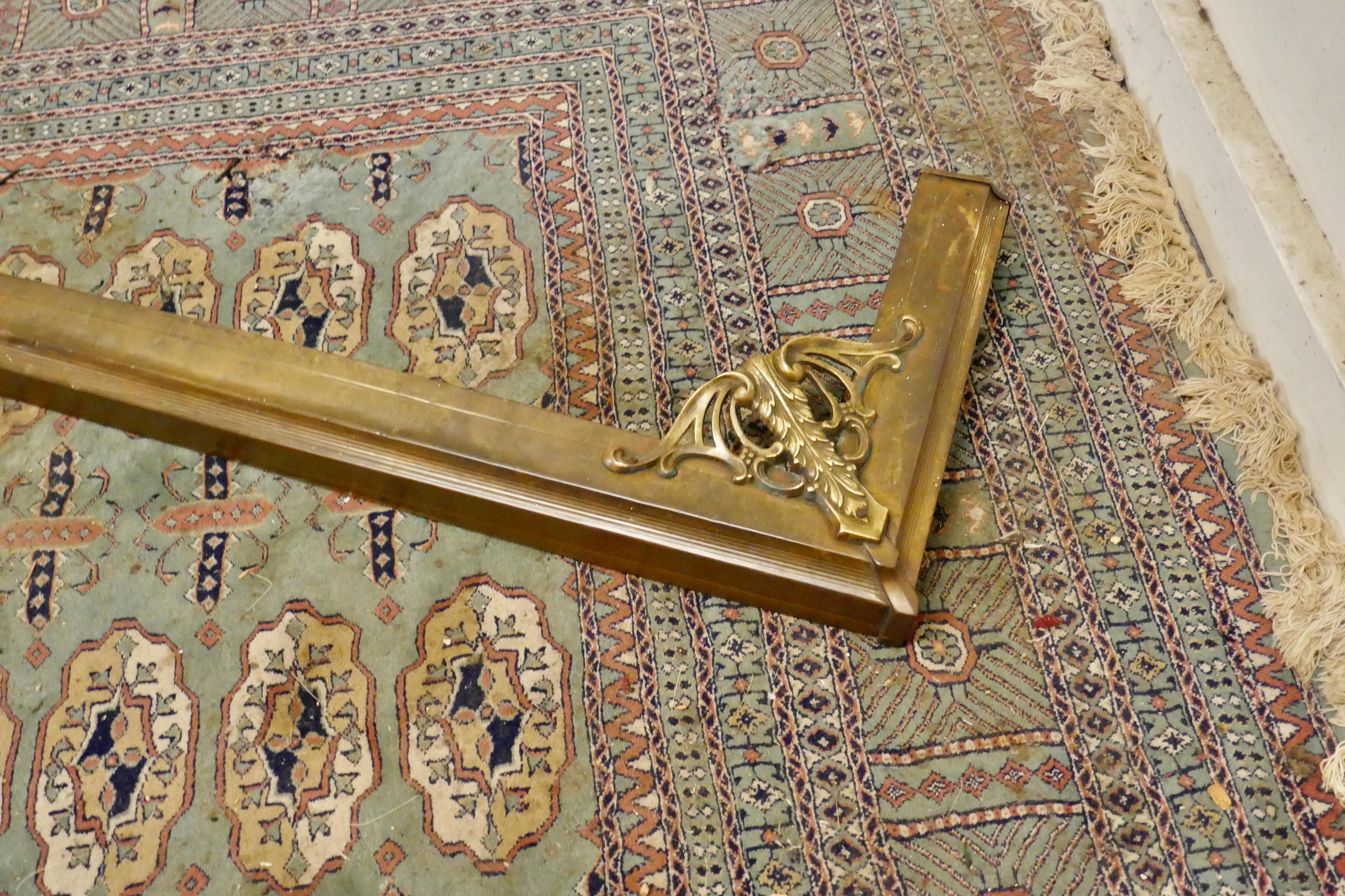 Late 19th Century Large Art Nouveau Victorian Brass Fender For Sale