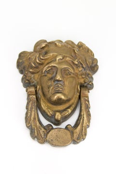 Large Art Nouveau Woman Face Bronze Door Knocker, circa 1920s