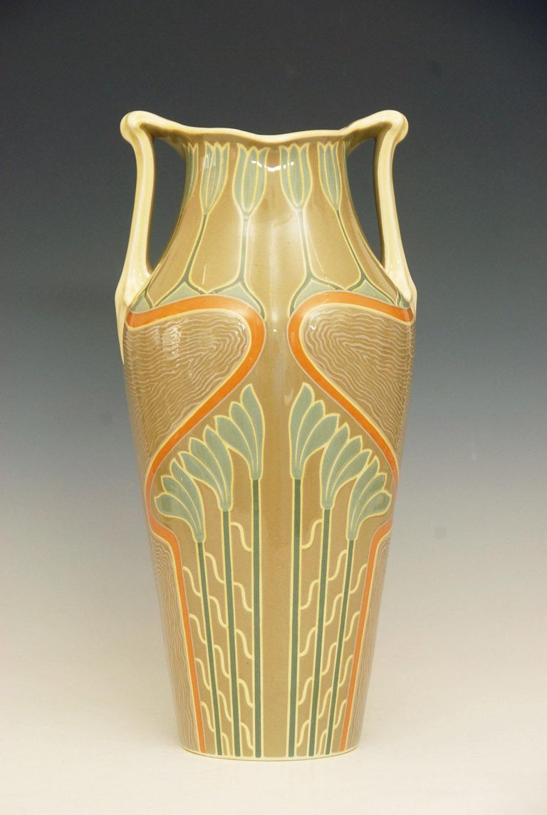 Large Art Noveau Twin Handled Vase For Sale at 1stdibs