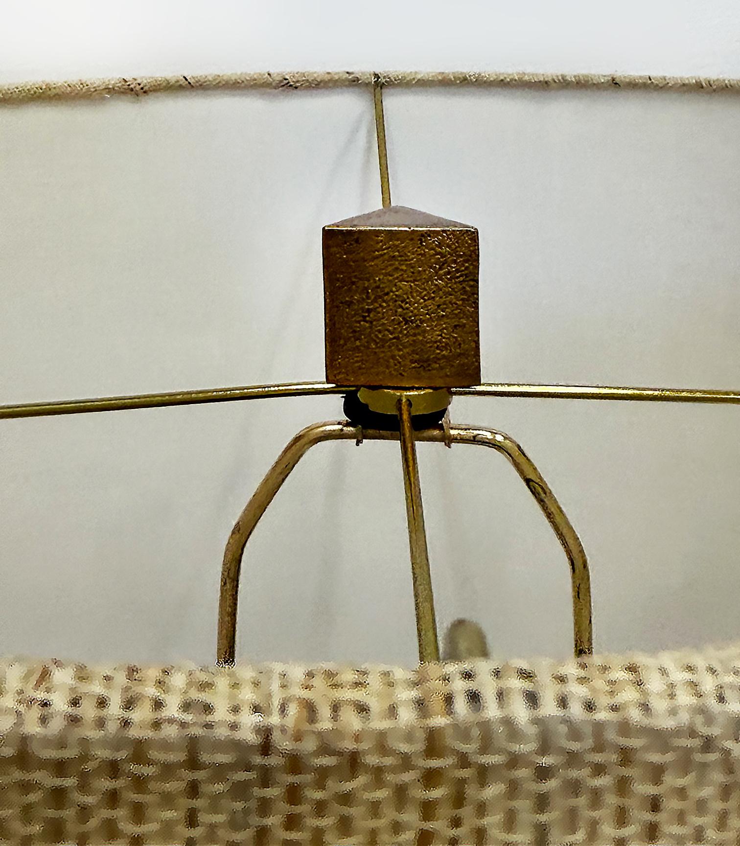 Large Arteiors Patinated Abstract Brutalist Table Lamps, Original Shades For Sale 3