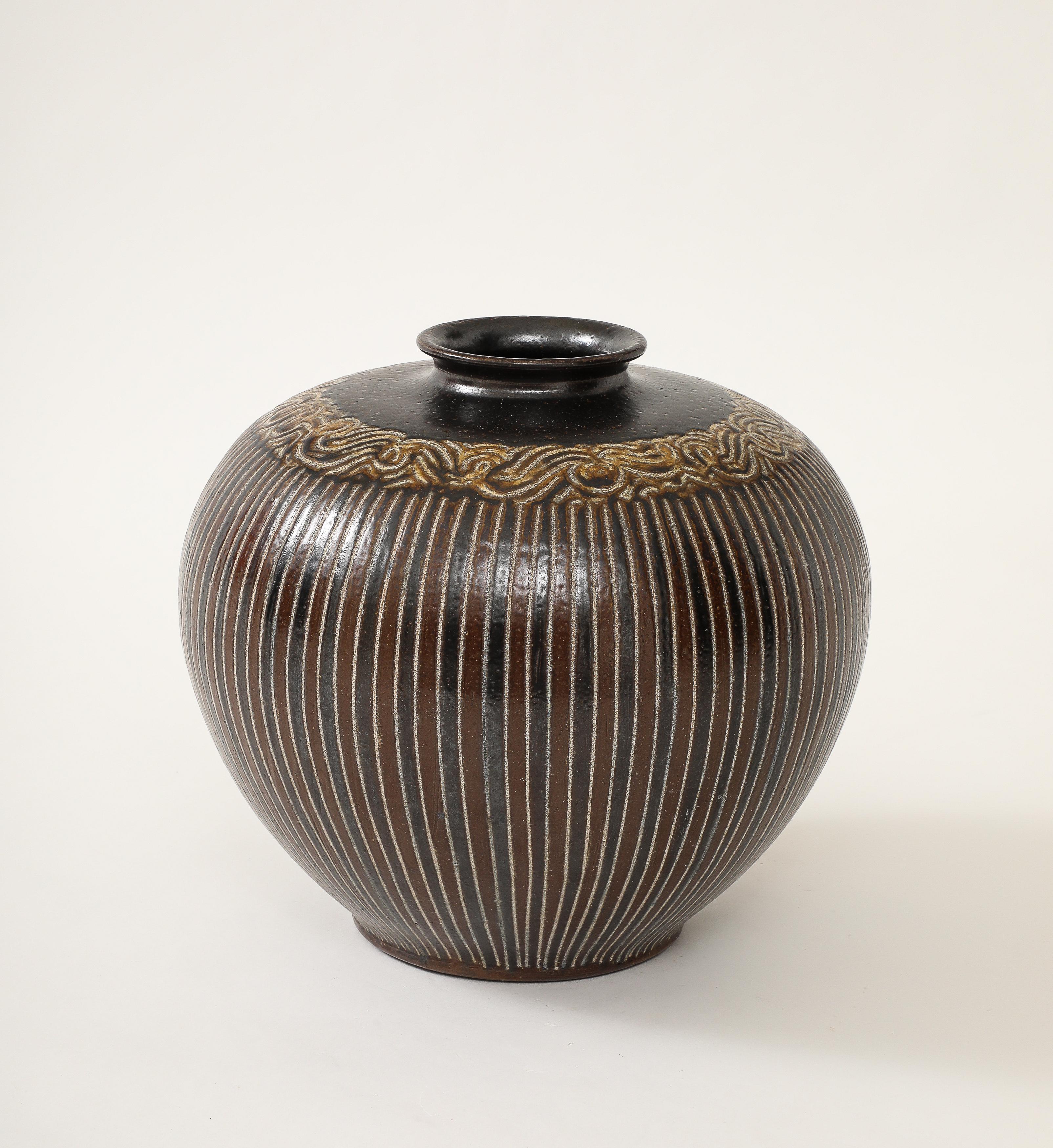 Large Arthur Andersson Floor Vase, Wallåkra, Sweden, c. 1950's, signed For Sale 5