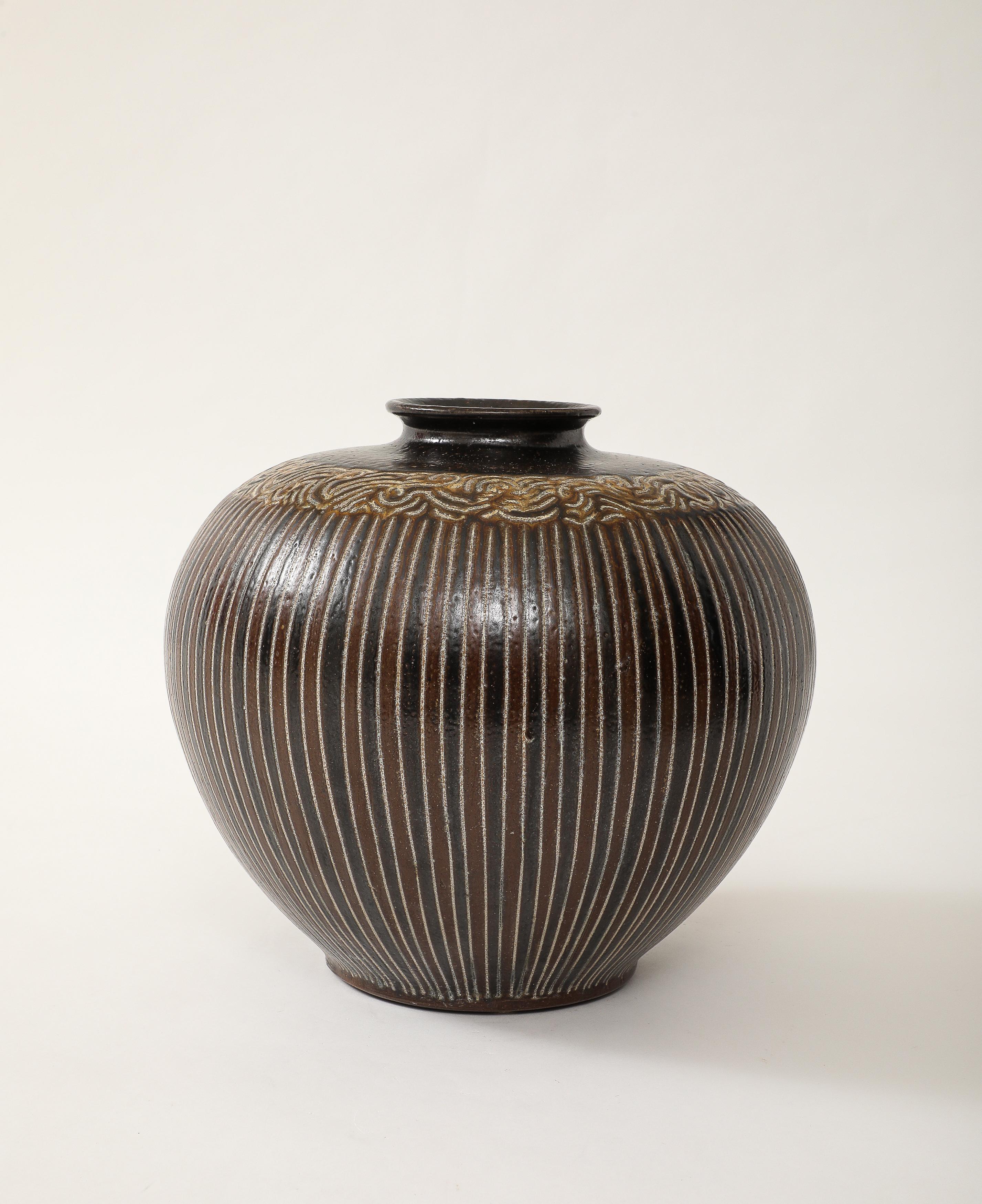 Large Arthur Andersson Floor Vase, Wallåkra, Sweden, c. 1950's, signed For Sale 6