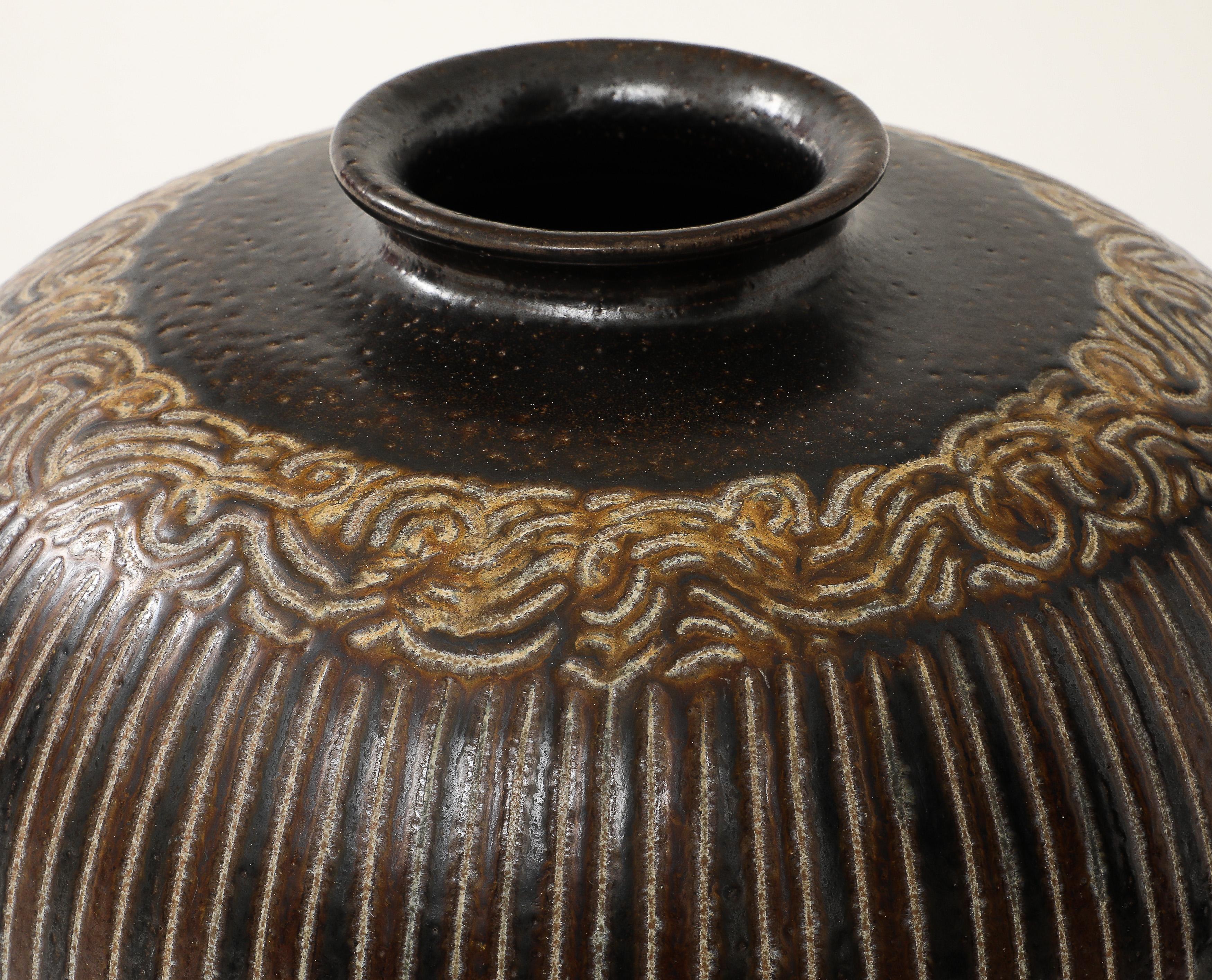 Large Arthur Andersson Floor Vase, Wallåkra, Sweden, c. 1950's, signed For Sale 7