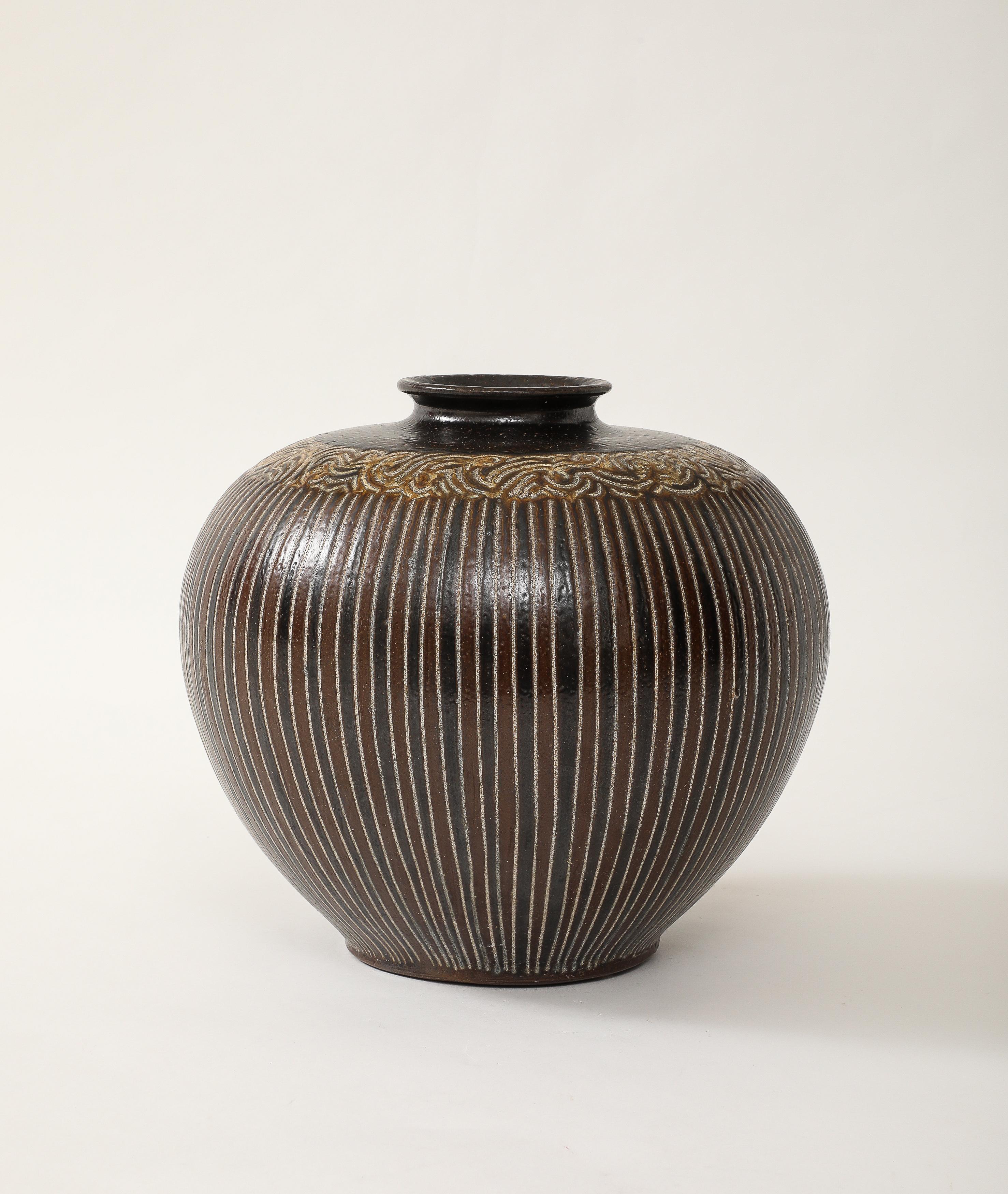 Swedish Large Arthur Andersson Floor Vase, Wallåkra, Sweden, c. 1950's, signed For Sale
