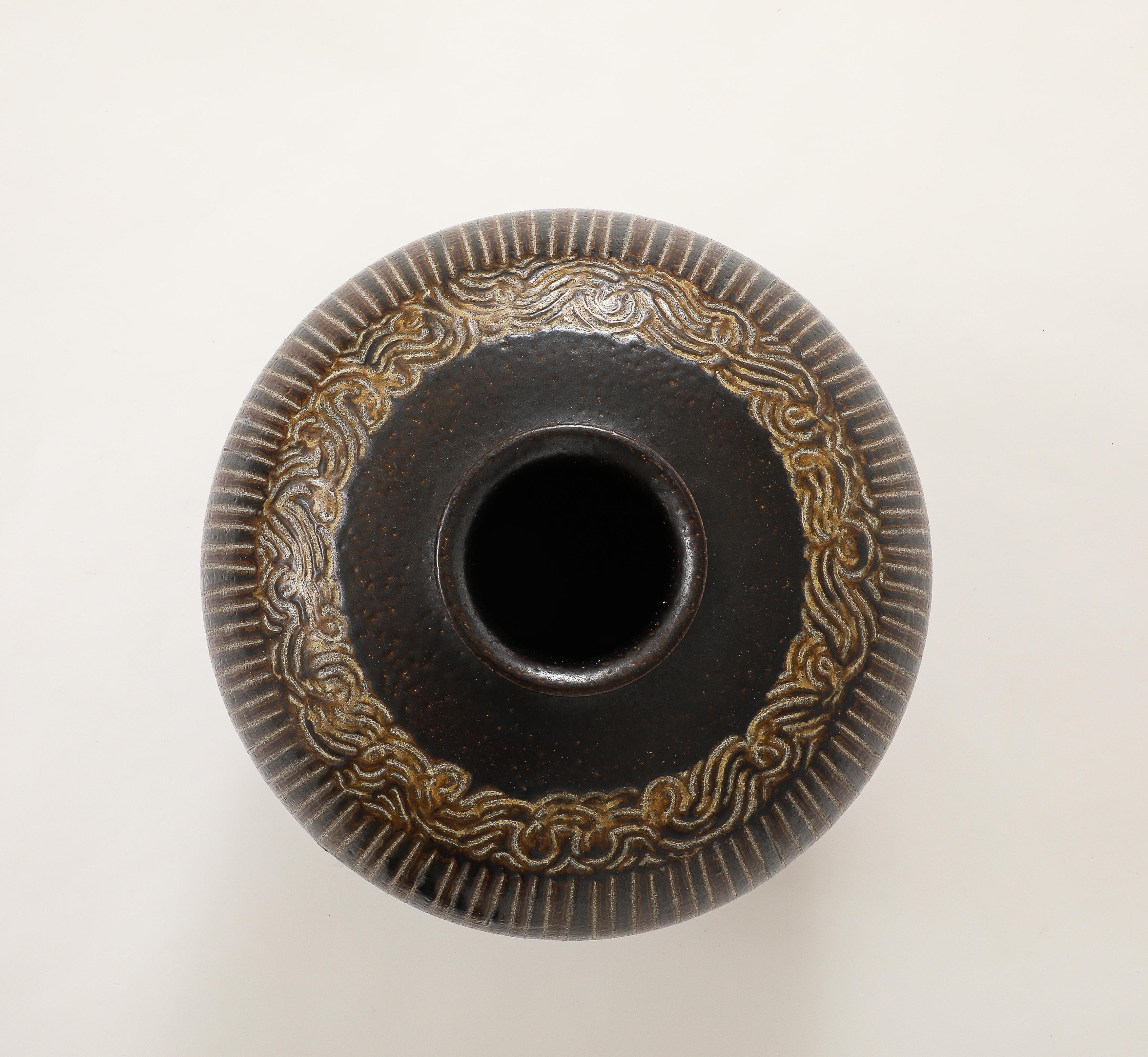Glazed Large Arthur Andersson Floor Vase, Wallåkra, Sweden, c. 1950's, signed For Sale