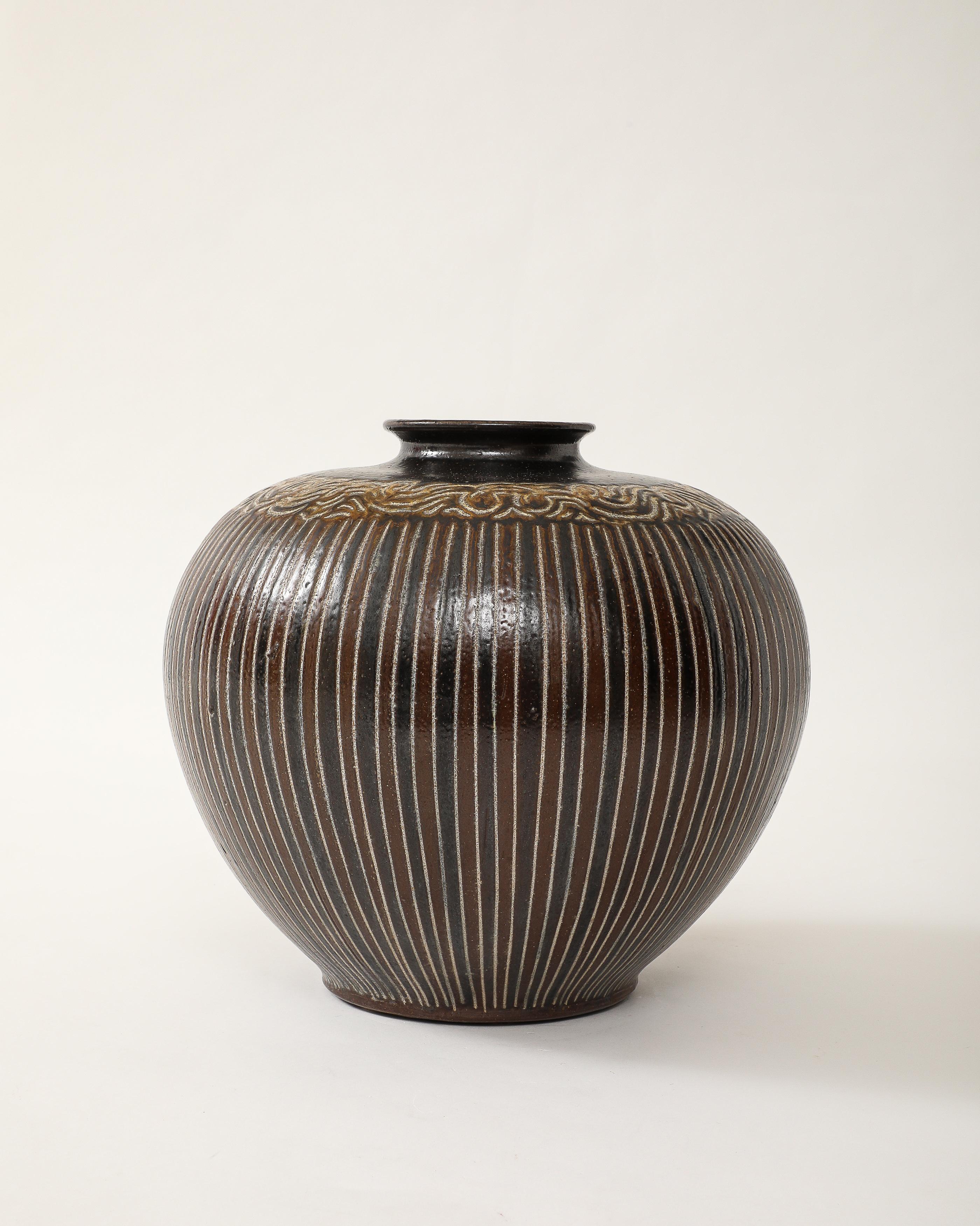 Mid-20th Century Large Arthur Andersson Floor Vase, Wallåkra, Sweden, c. 1950's, signed For Sale