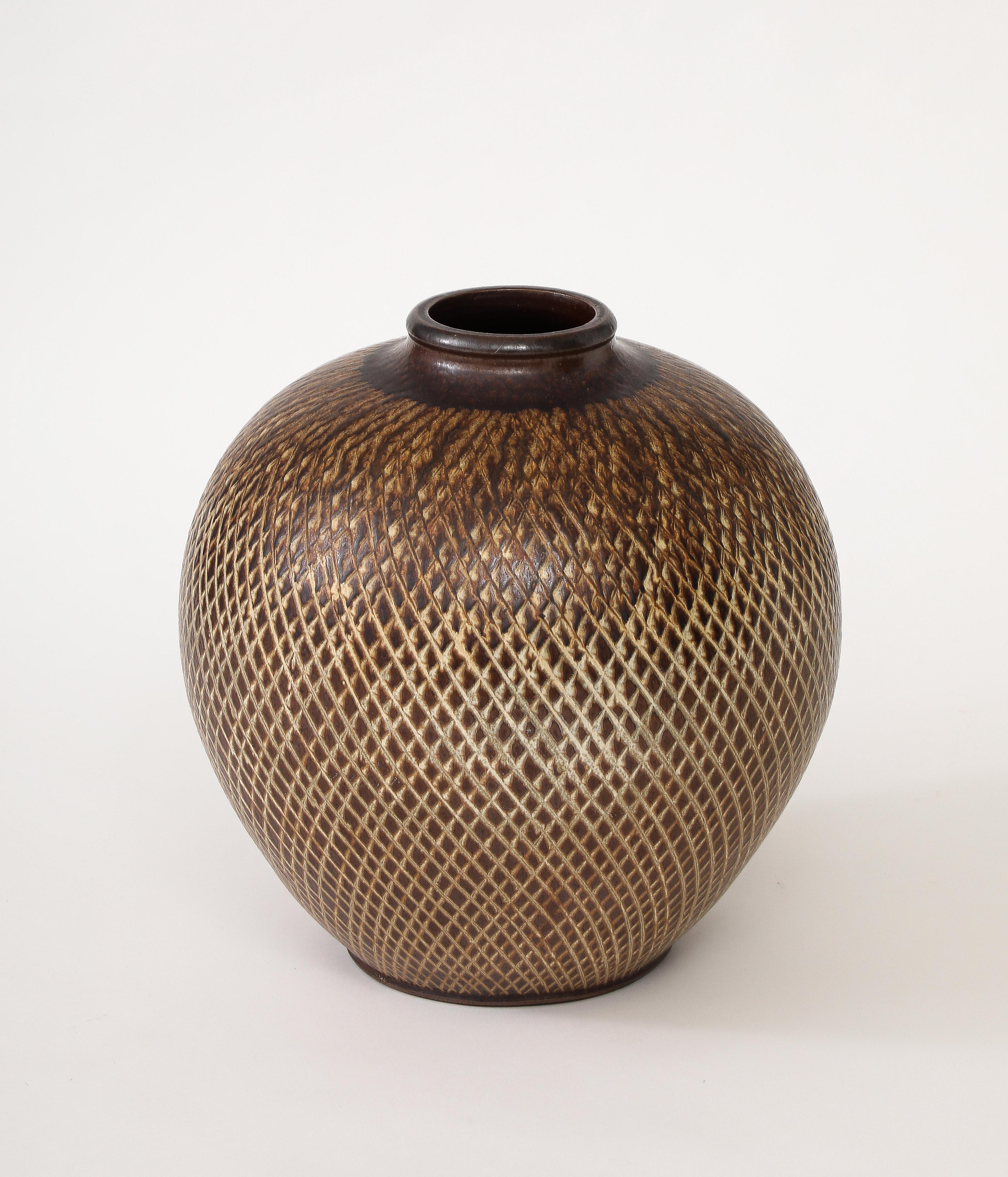 Large Arthur Andersson Stoneware Floor Vase by Wallåkra, Sweden, 1950, signed For Sale 6