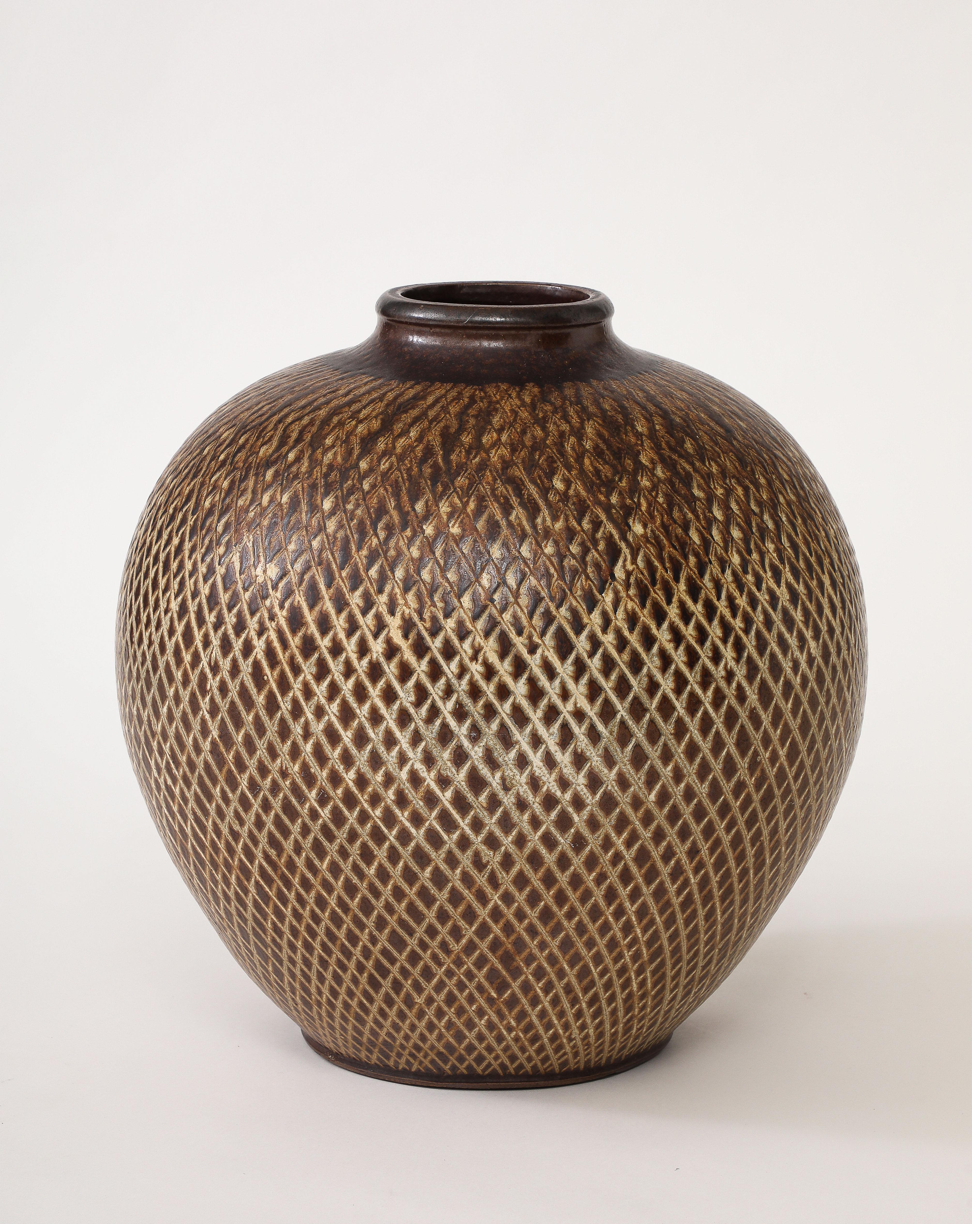 Large Arthur Andersson Stoneware Floor Vase by Wallåkra, Sweden, 1950, signed For Sale 7