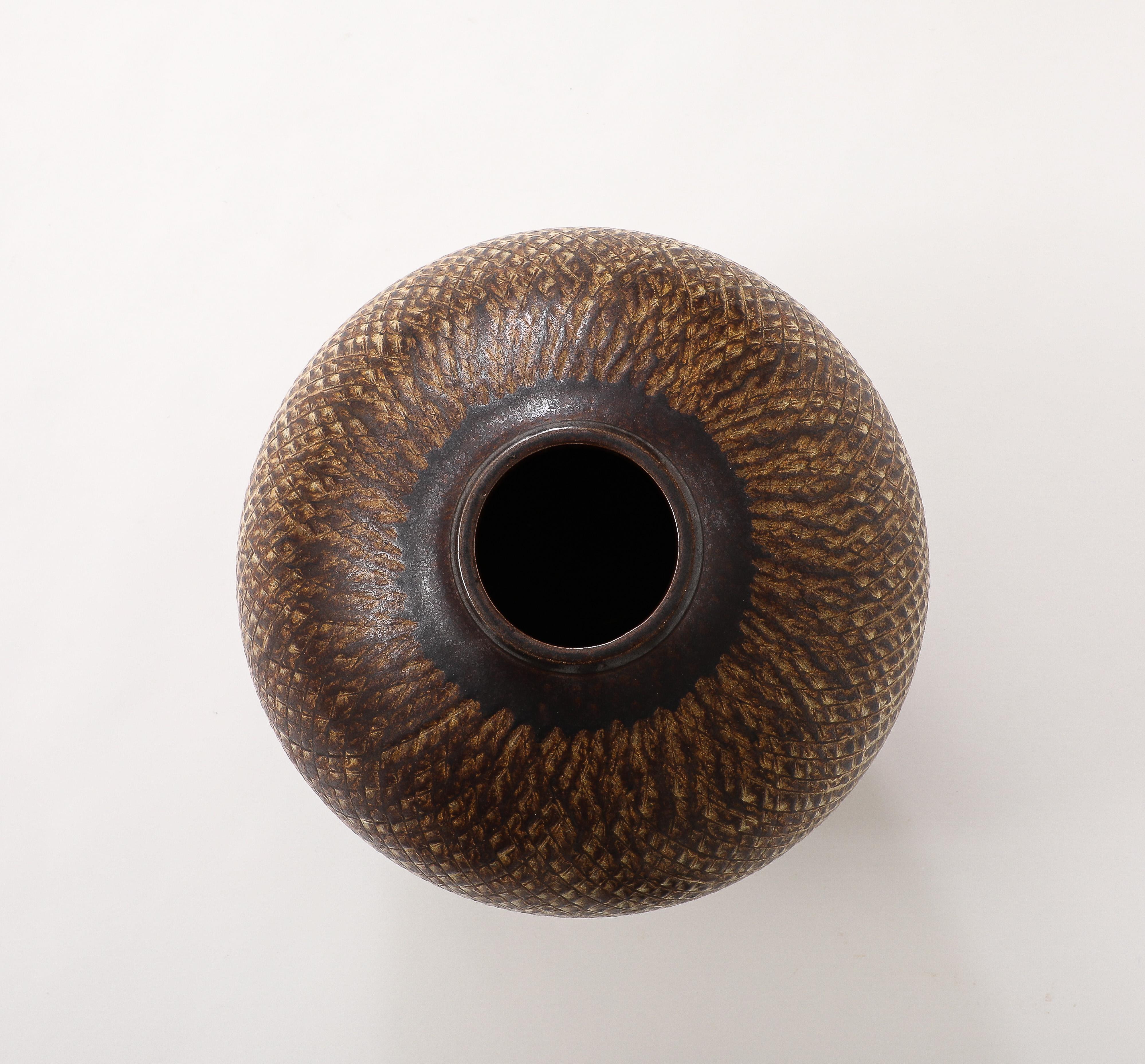 Grande vaso da terra in gres di Arthur Andersson di Wallåkra, Svezia, 1950, firmato in vendita 7