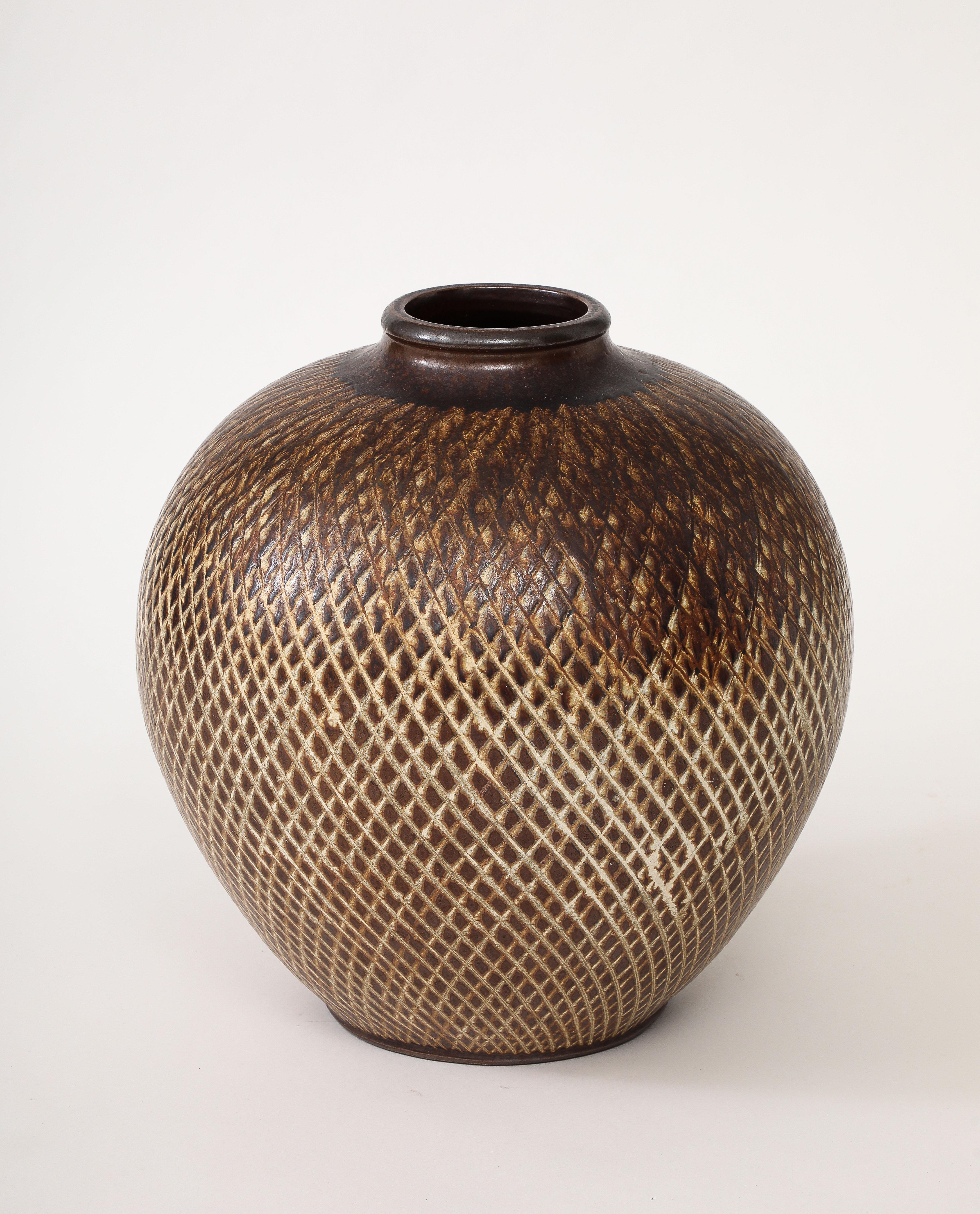 Large Arthur Andersson Stoneware Floor Vase by Wallåkra, Sweden, 1950, signed For Sale 10