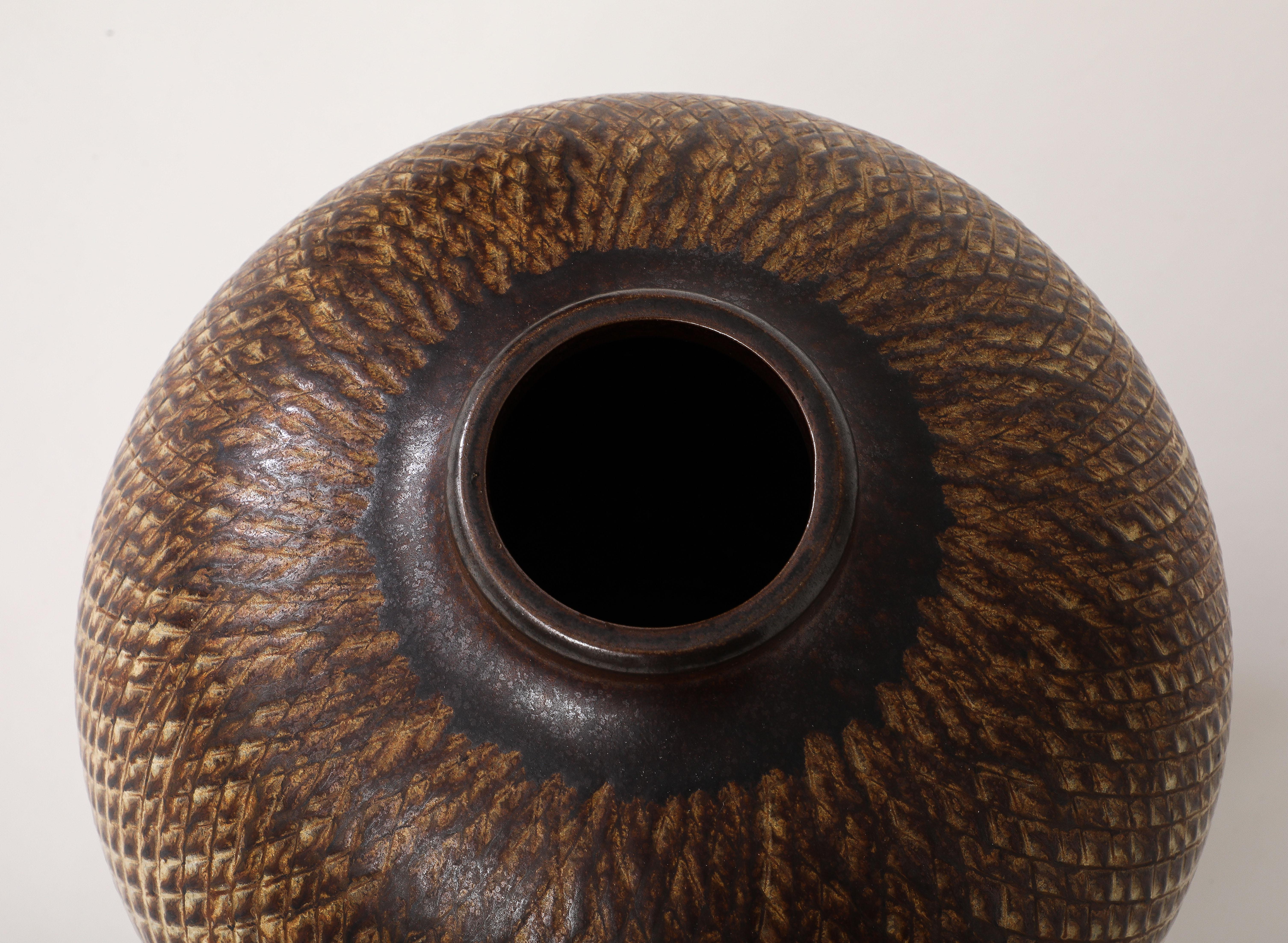 Grande vaso da terra in gres di Arthur Andersson di Wallåkra, Svezia, 1950, firmato in vendita 1