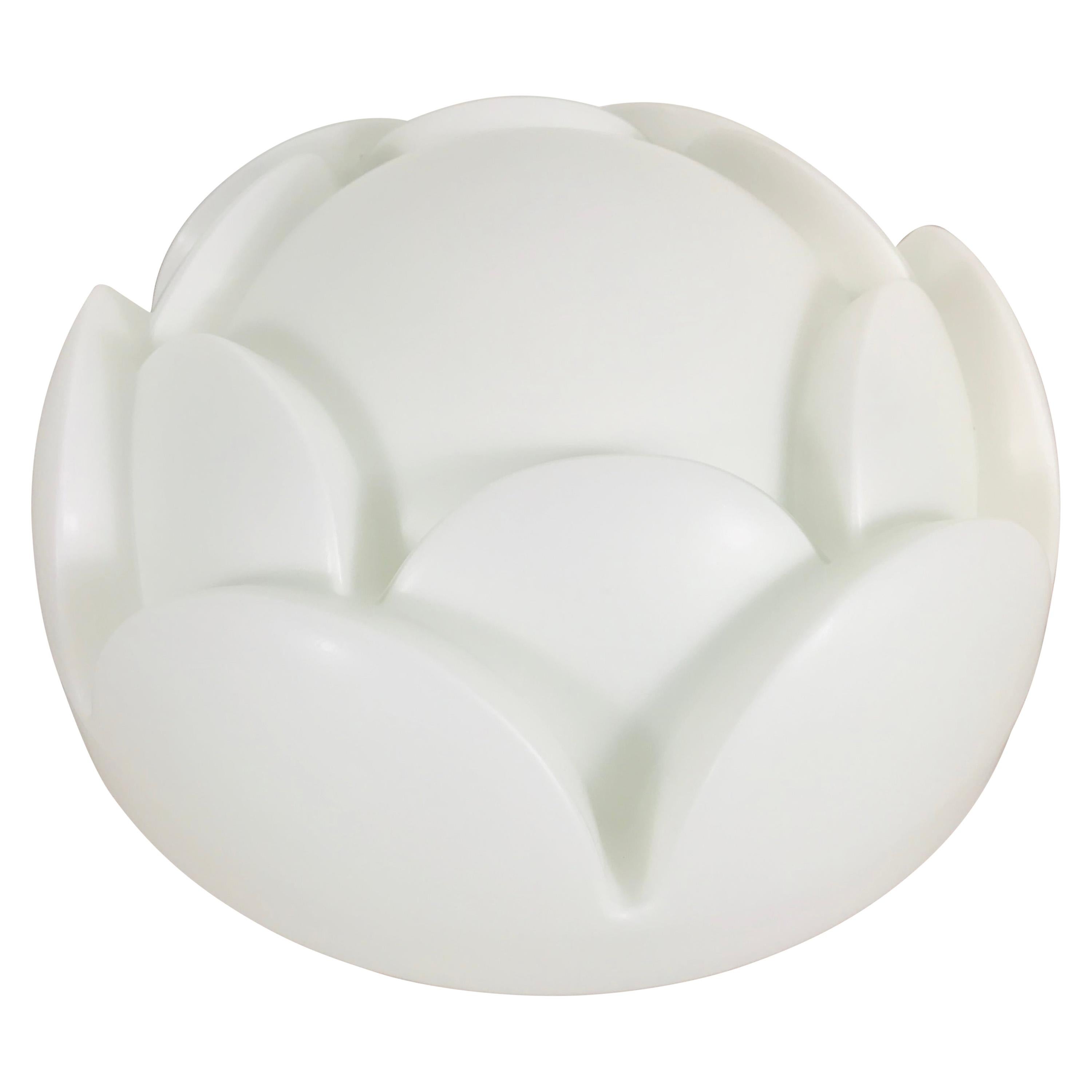 Large Artichoke White Opal Flushmount by Peill and Putzler, 1970s, Germany