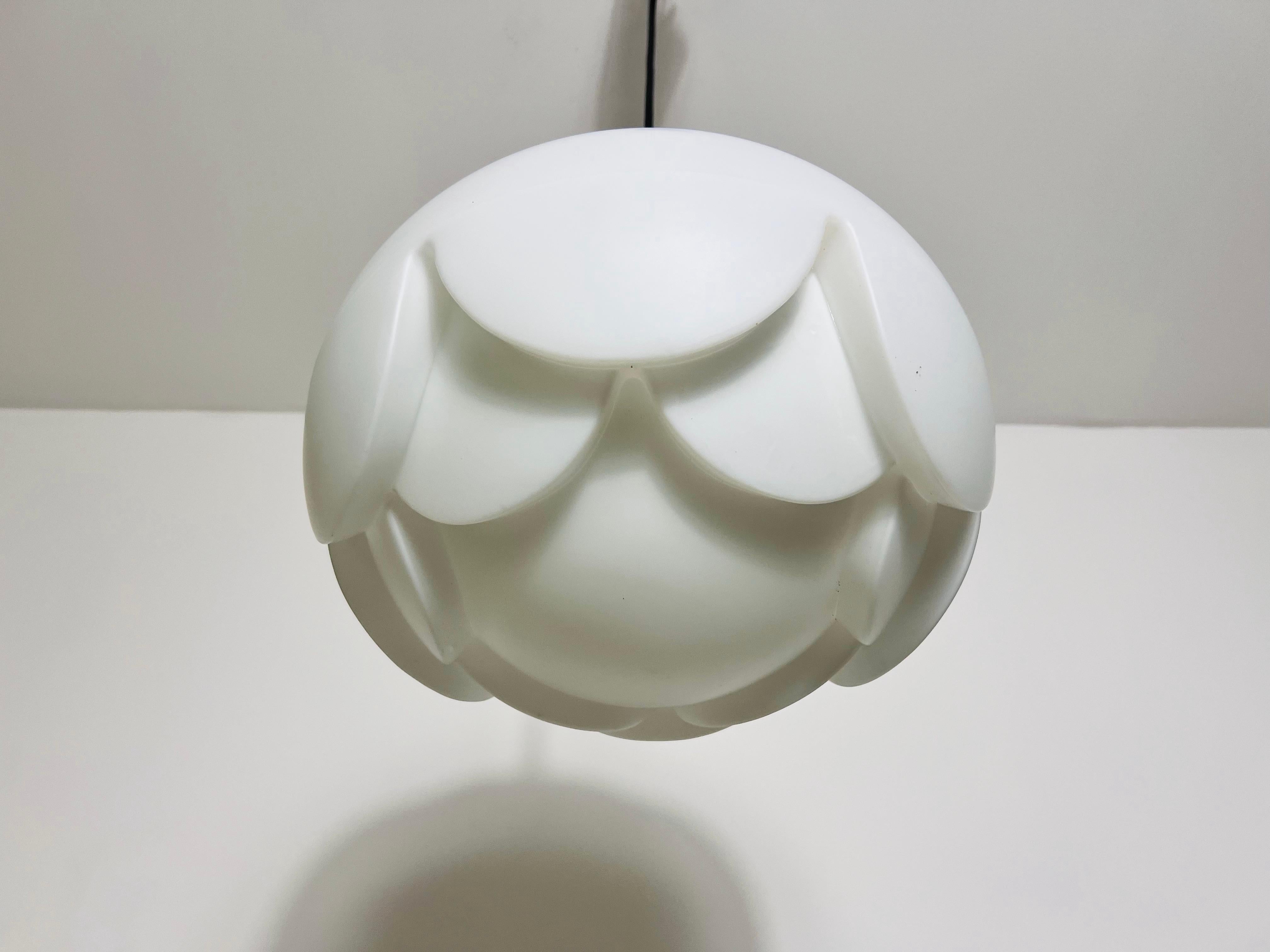 Late 20th Century Large Artichoke White Opal Hanging Lamp by Peill and Putzler, 1970s, Germany For Sale