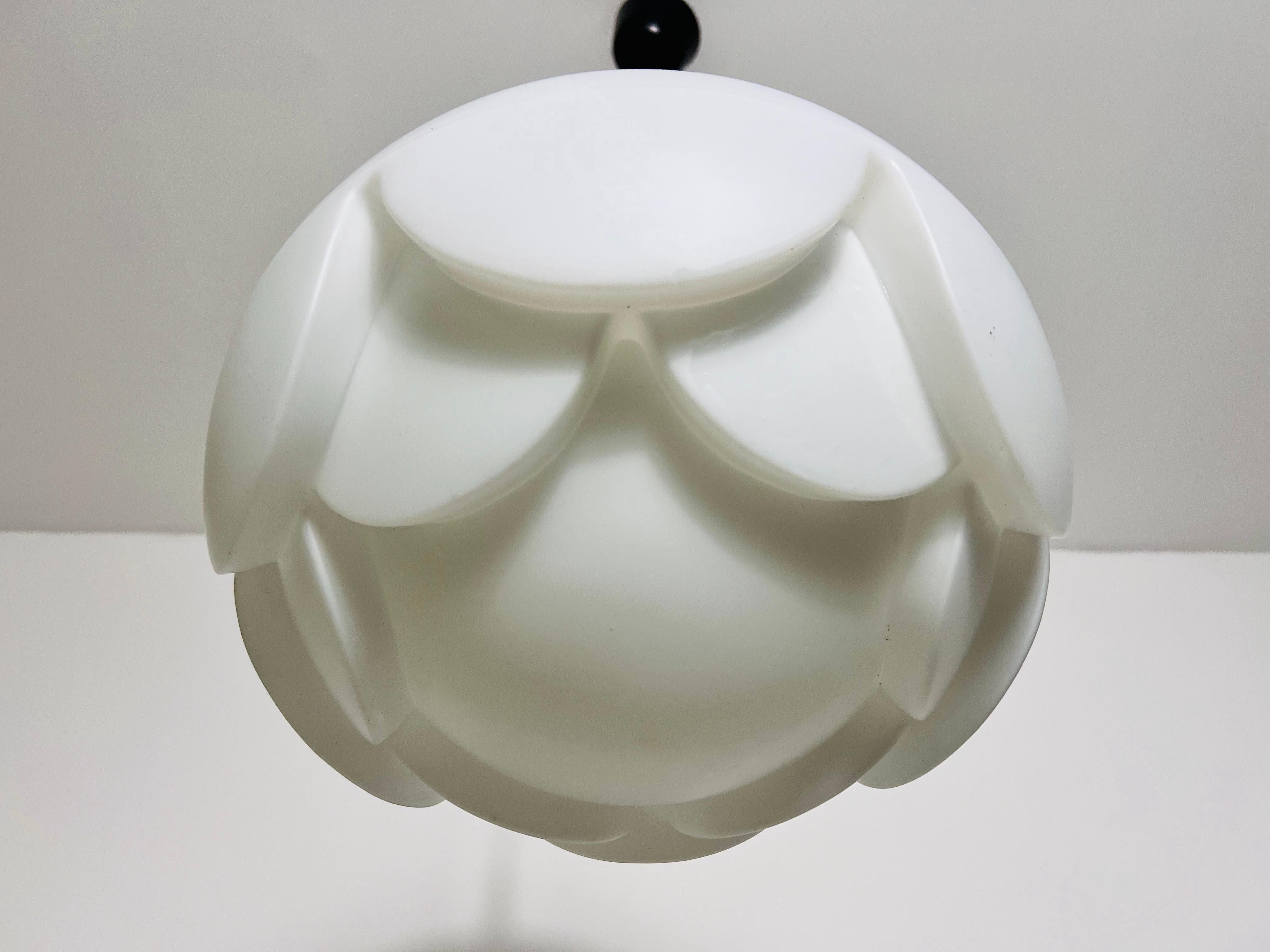 Aluminum Large Artichoke White Opal Hanging Lamp by Peill and Putzler, 1970s, Germany For Sale