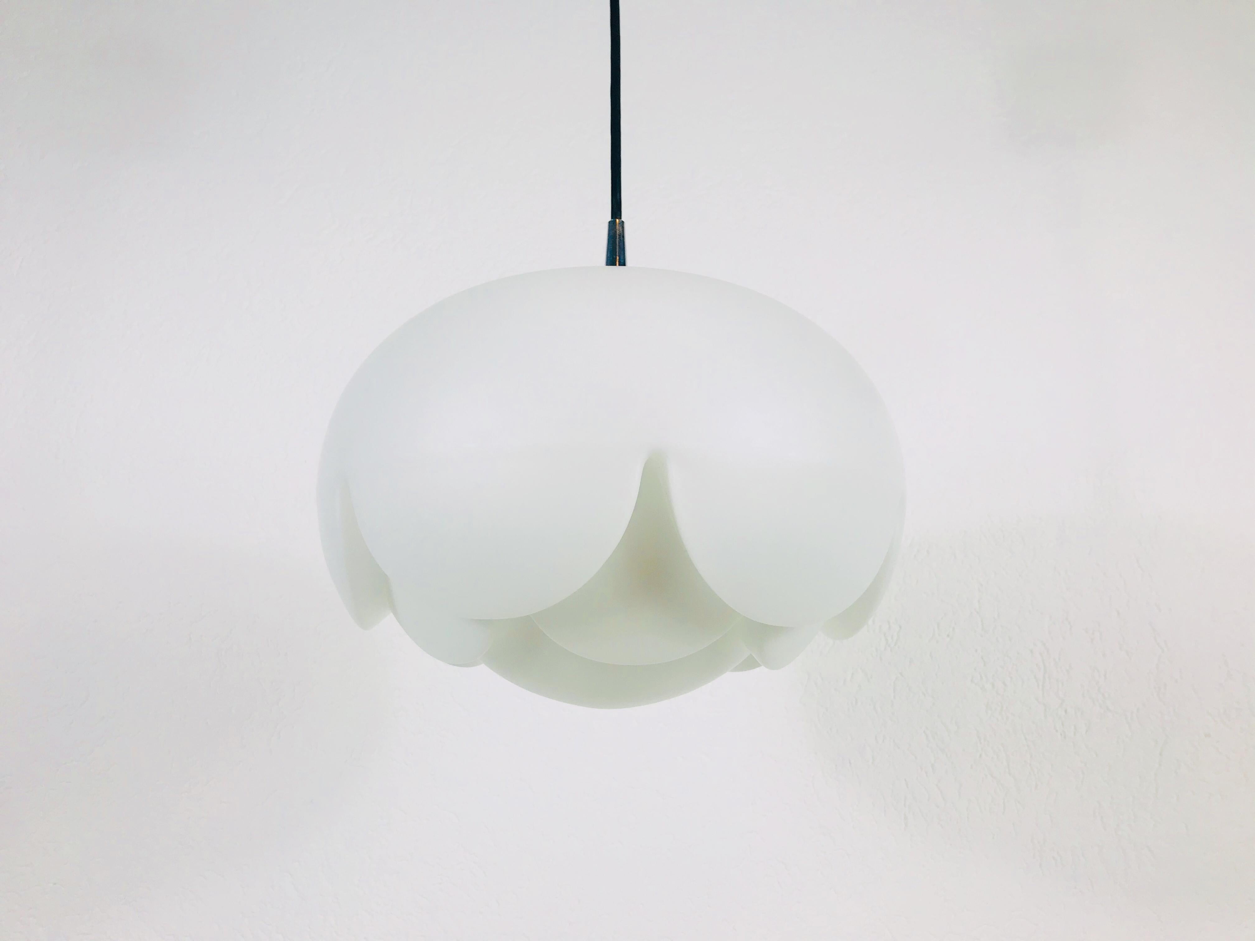 Large Artichoke White Opal Hanging Lamp by Peill and Putzler, 1970s, Germany 2