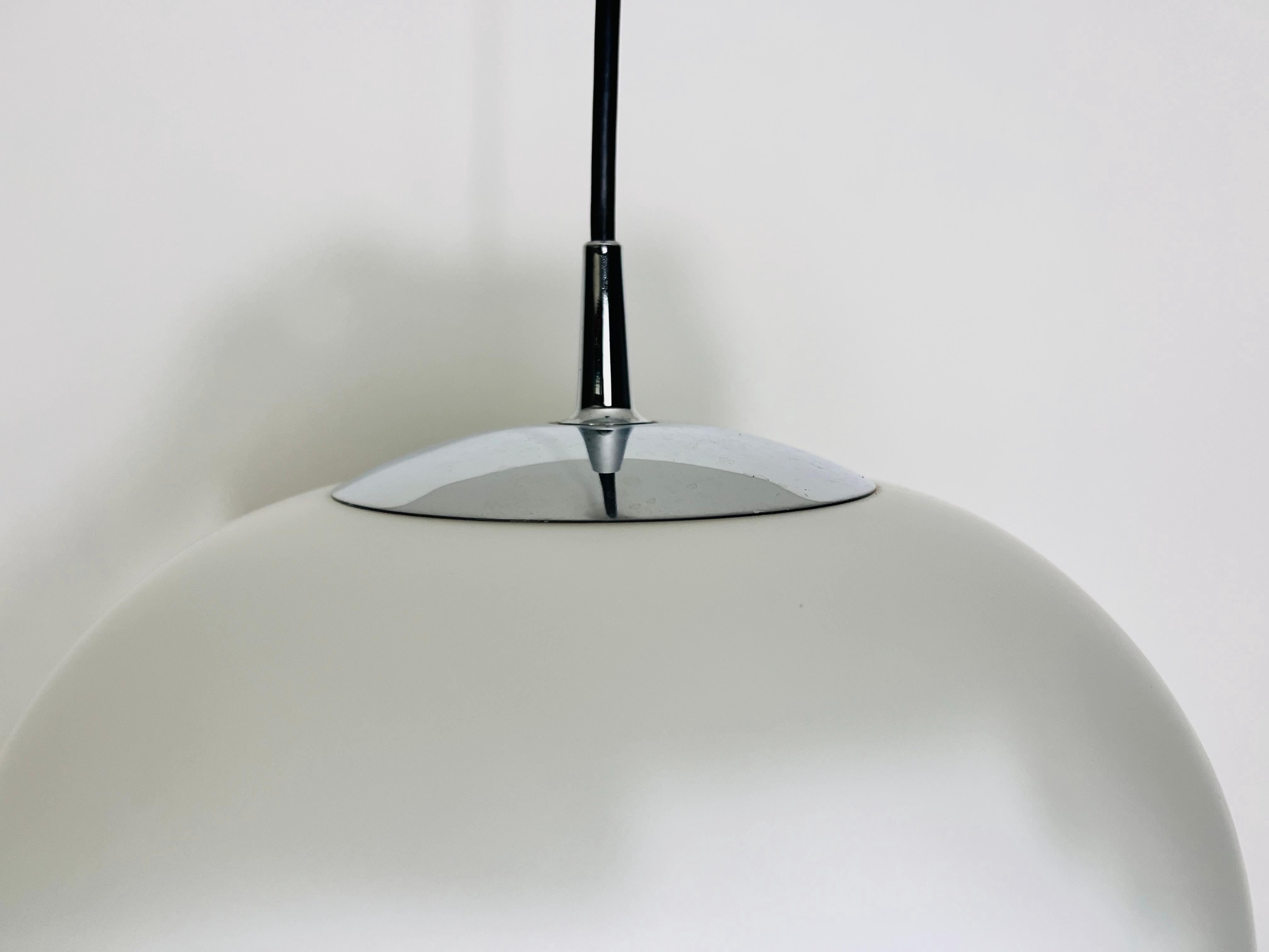 Large Artichoke White Opal Hanging Lamp by Peill and Putzler, 1970s, Germany For Sale 2