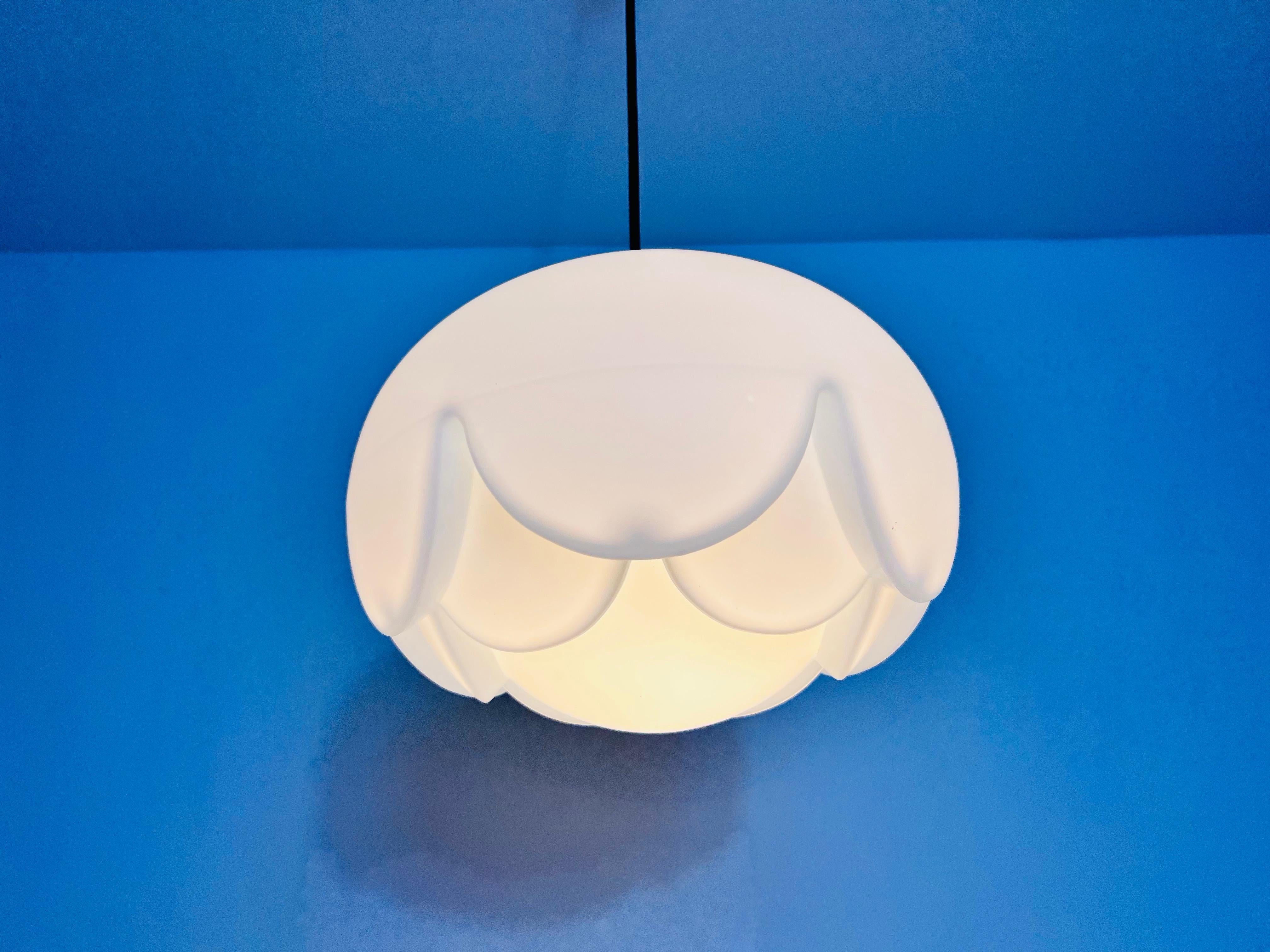 Large Artichoke White Opal Hanging Lamp by Peill and Putzler, 1970s, Germany For Sale 3
