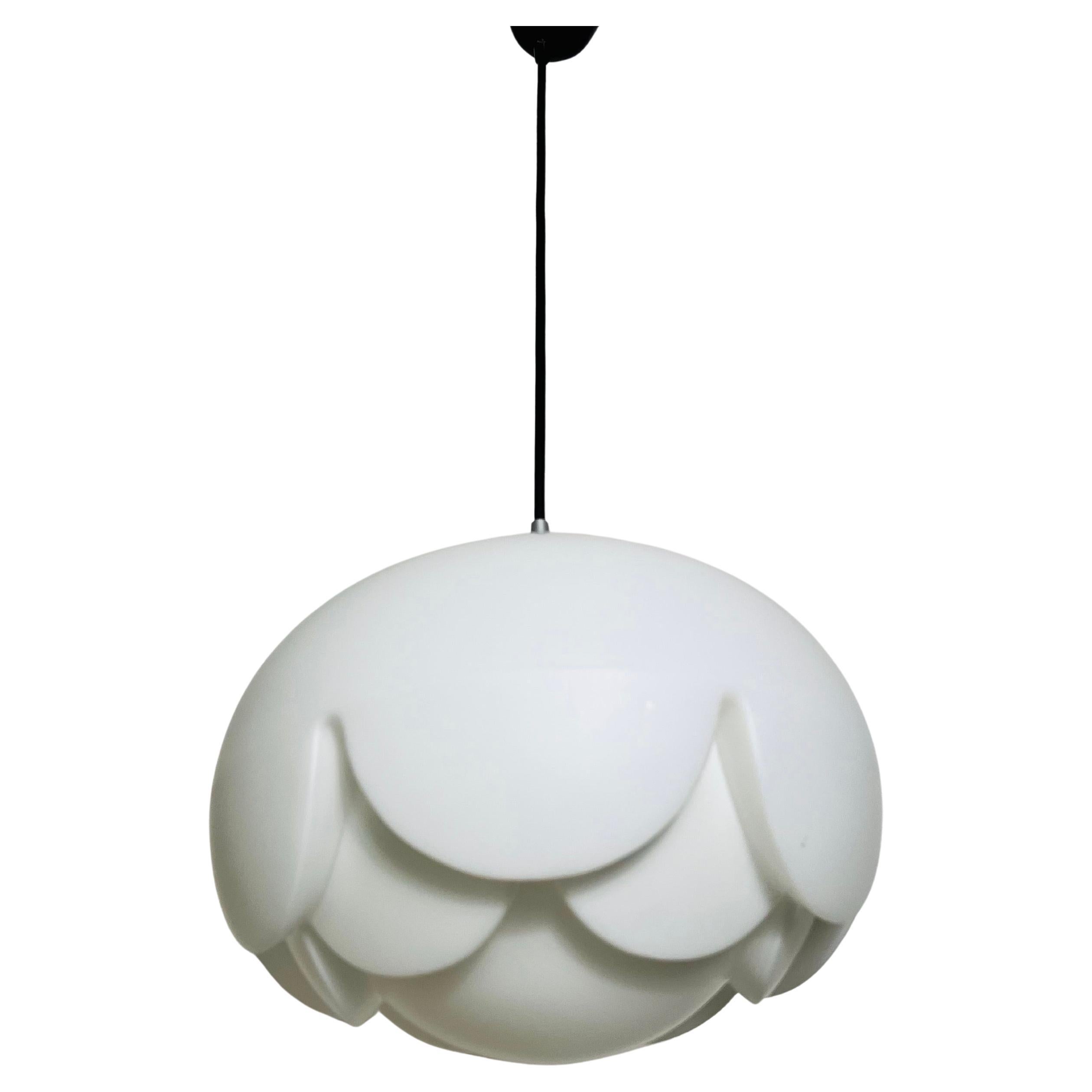 Large Artichoke White Opal Hanging Lamp by Peill and Putzler, 1970s, Germany