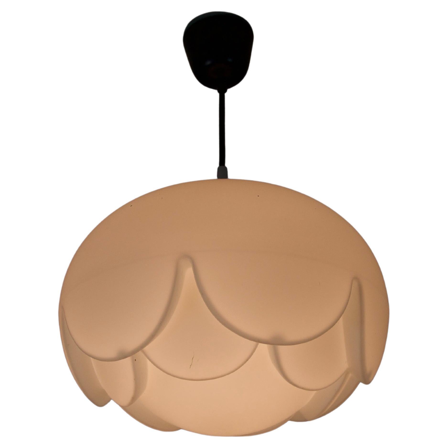 Large Artichoke White Opal Hanging Lamp by Peill and Putzler, 1970s, Germany