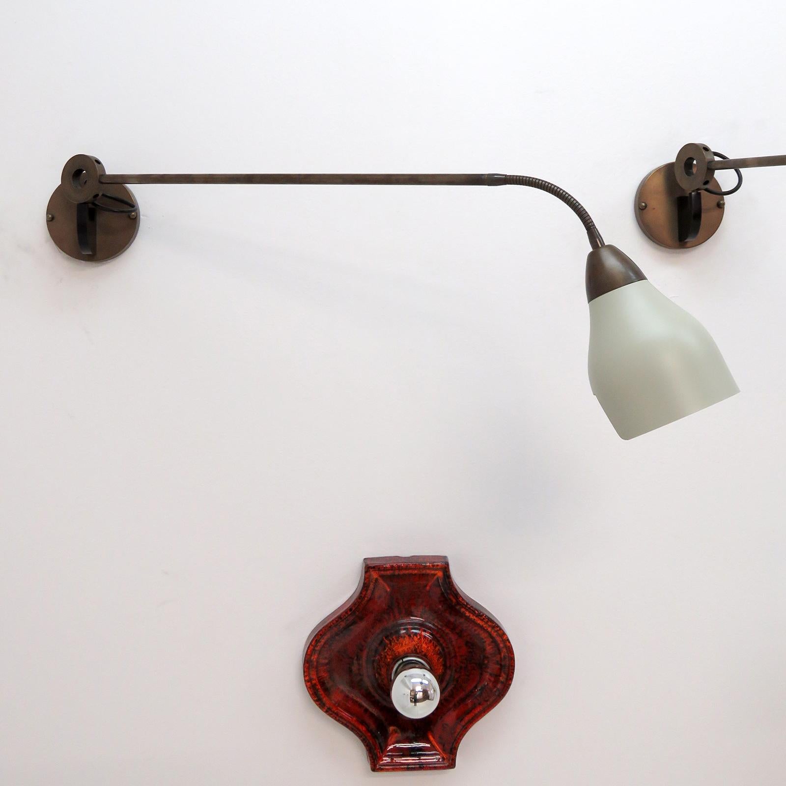 Large Articulate Italian Swing Arm Wall Lights In New Condition For Sale In Los Angeles, CA
