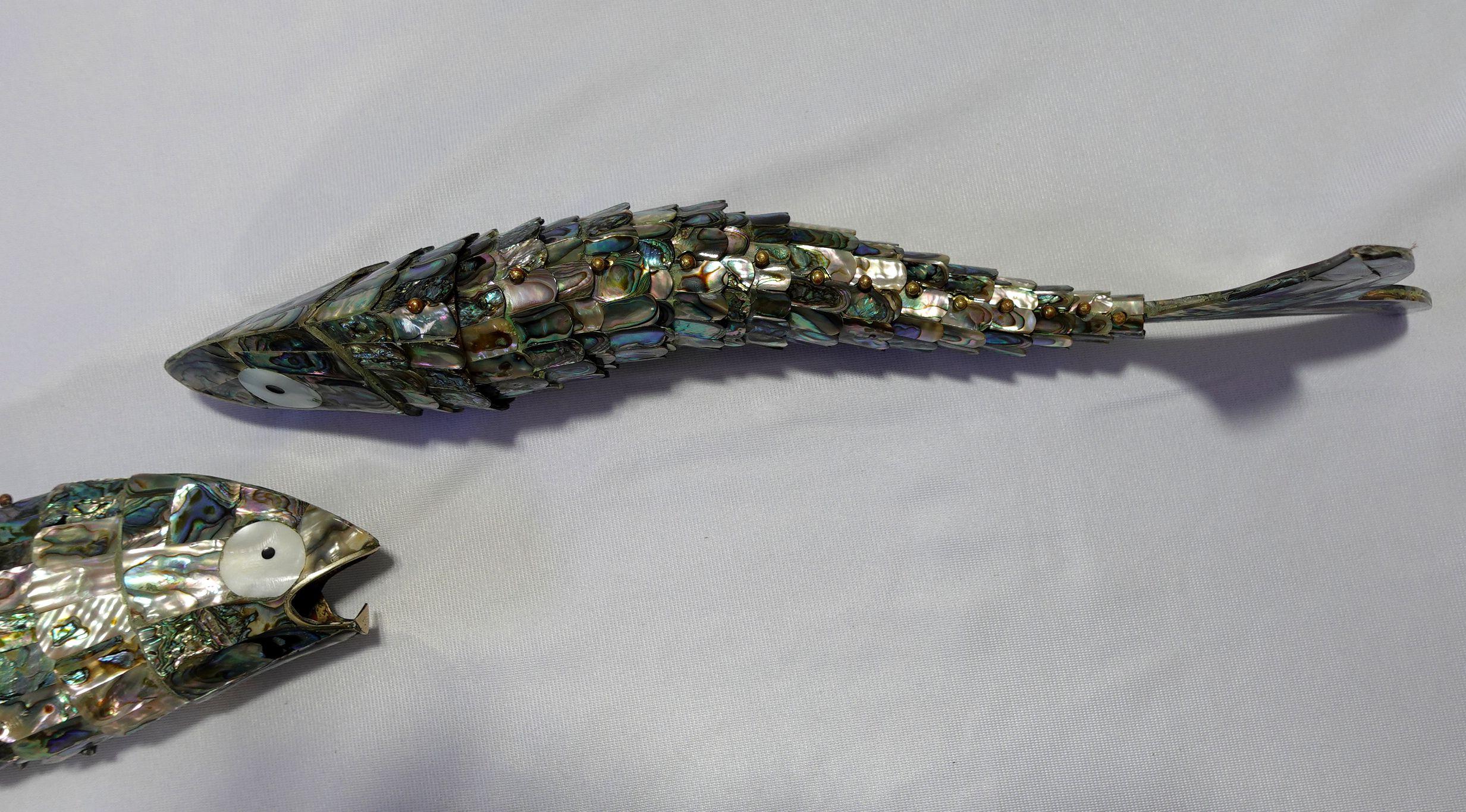 Large Articulated Abalone Shell Fish Sculpture/ Bottle Opener by Los Castillo For Sale 7