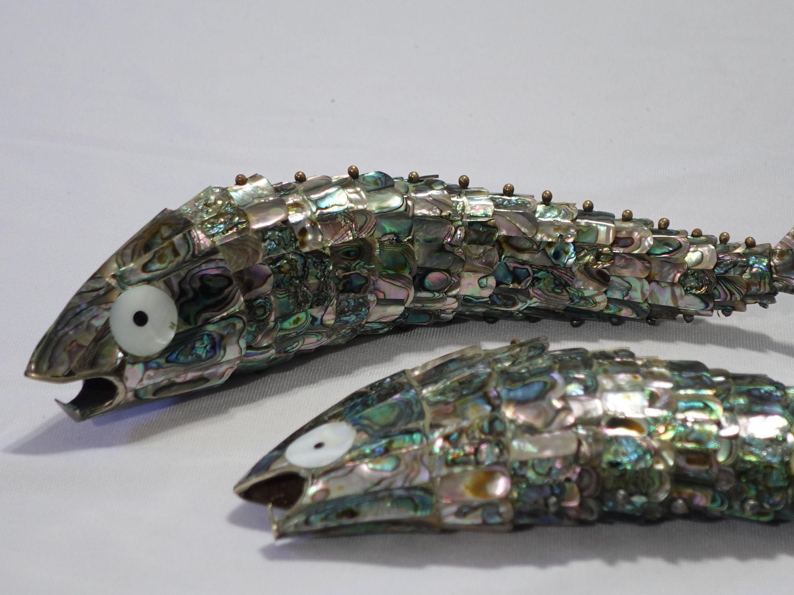 Hand-Crafted Large Articulated Abalone Shell Fish Sculpture/ Bottle Opener by Los Castillo For Sale