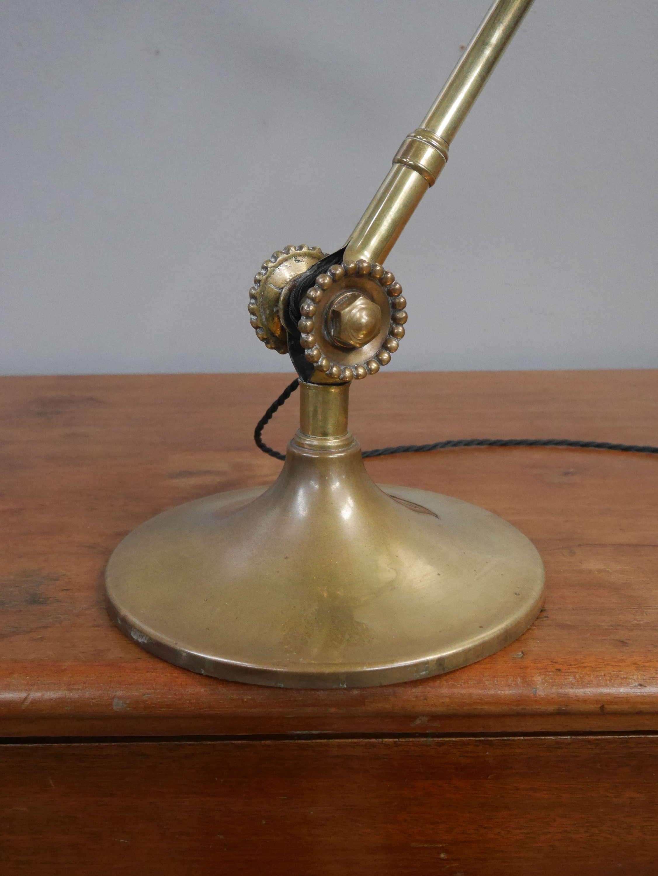 Cast Large Articulated Brass Table Lamp by Dugdills