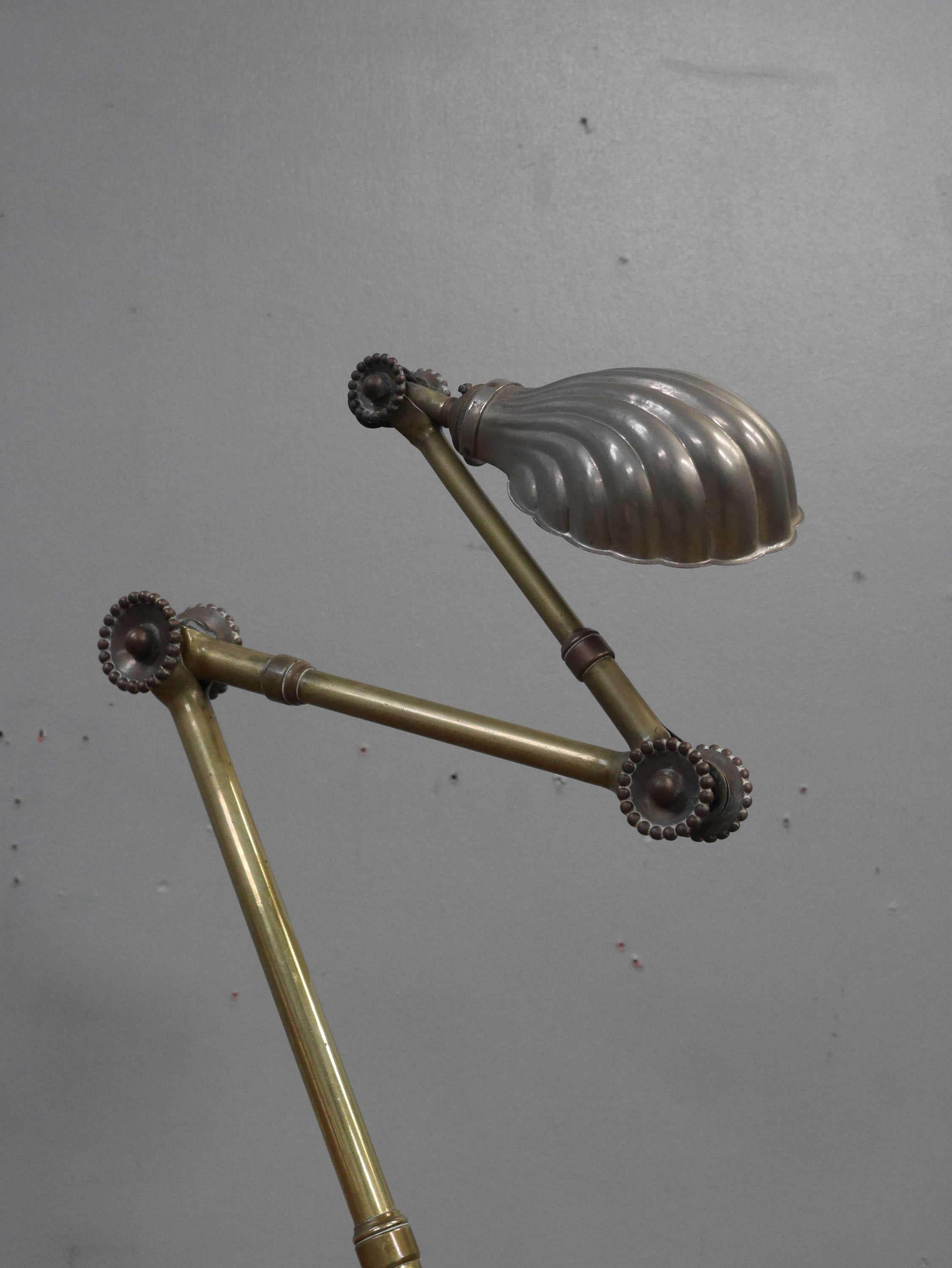 Early 20th Century Large Articulated Brass Table Lamp by Dugdills