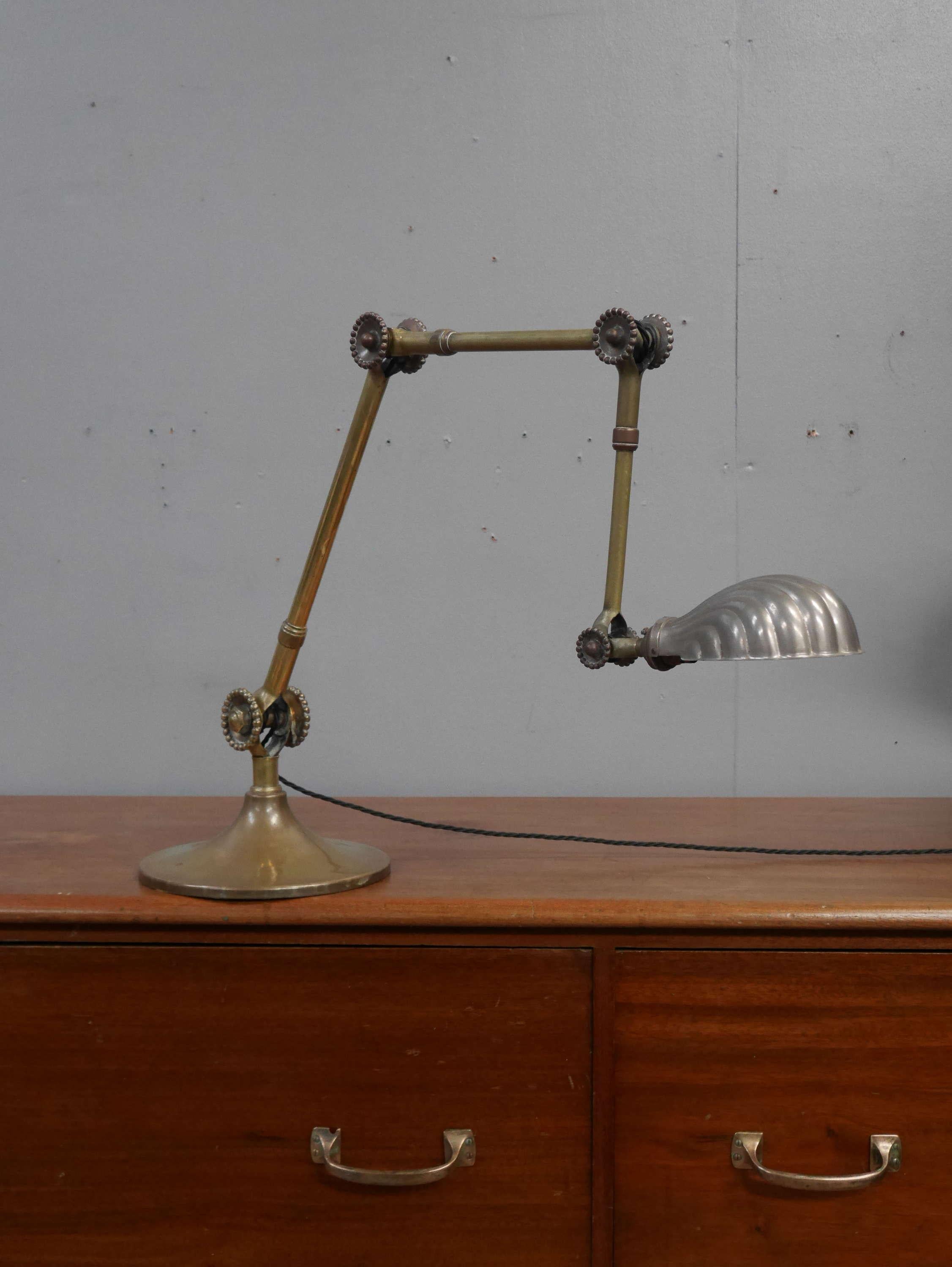 Large Articulated Brass Table Lamp by Dugdills 1