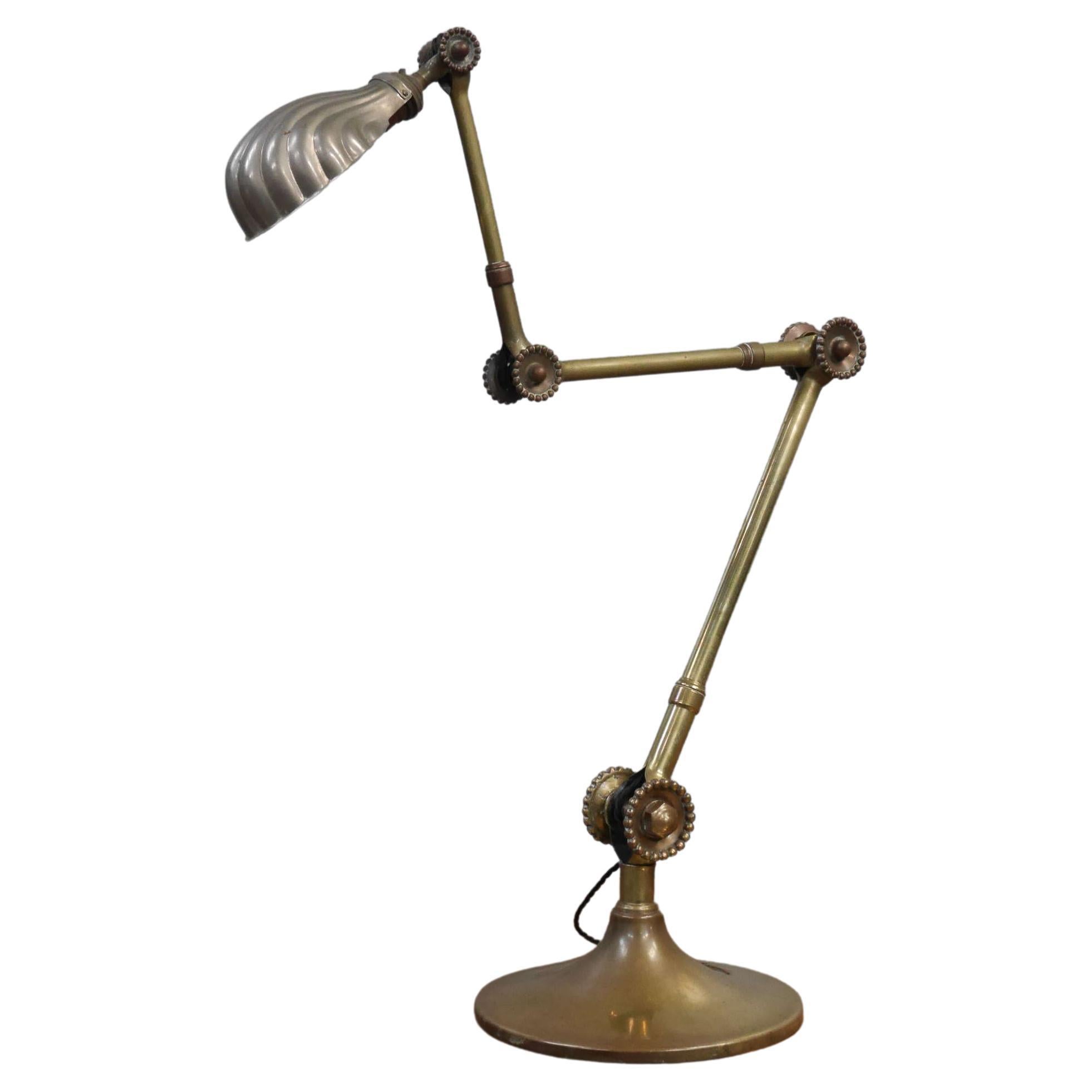 Large Articulated Brass Table Lamp by Dugdills