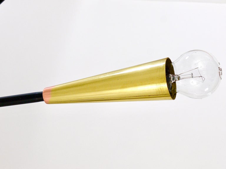 Lustre Spoutnik Laiton Vintage - Style Milieu Du Siècle - 10 Lumières, Hauteur Réglable