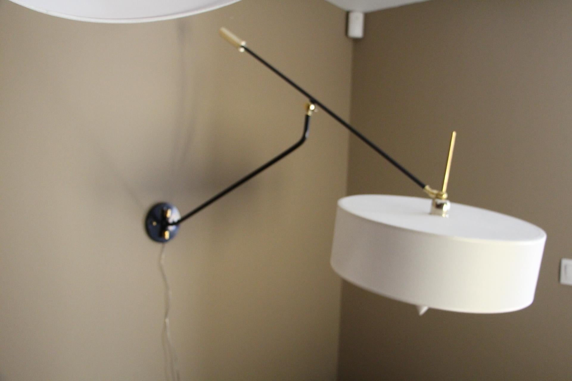 Large Articulating Brass Wall Light, Arlus Style Articulating Sconces 4