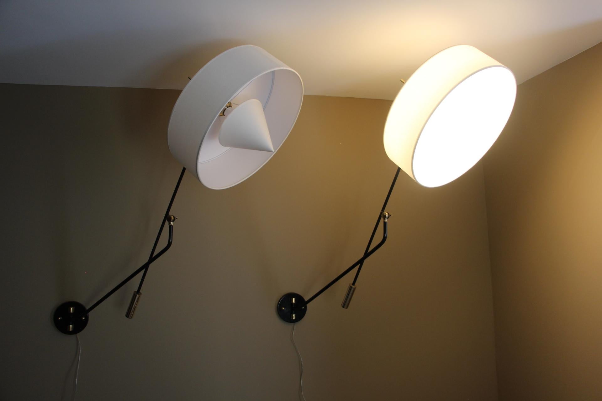 Large Articulating Brass Wall Light, Arlus Style Articulating Sconces 5