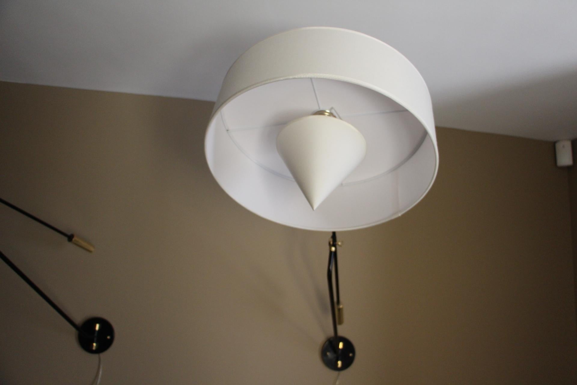 Contemporary Large Articulating Brass Wall Light, Arlus Style Articulating Sconces