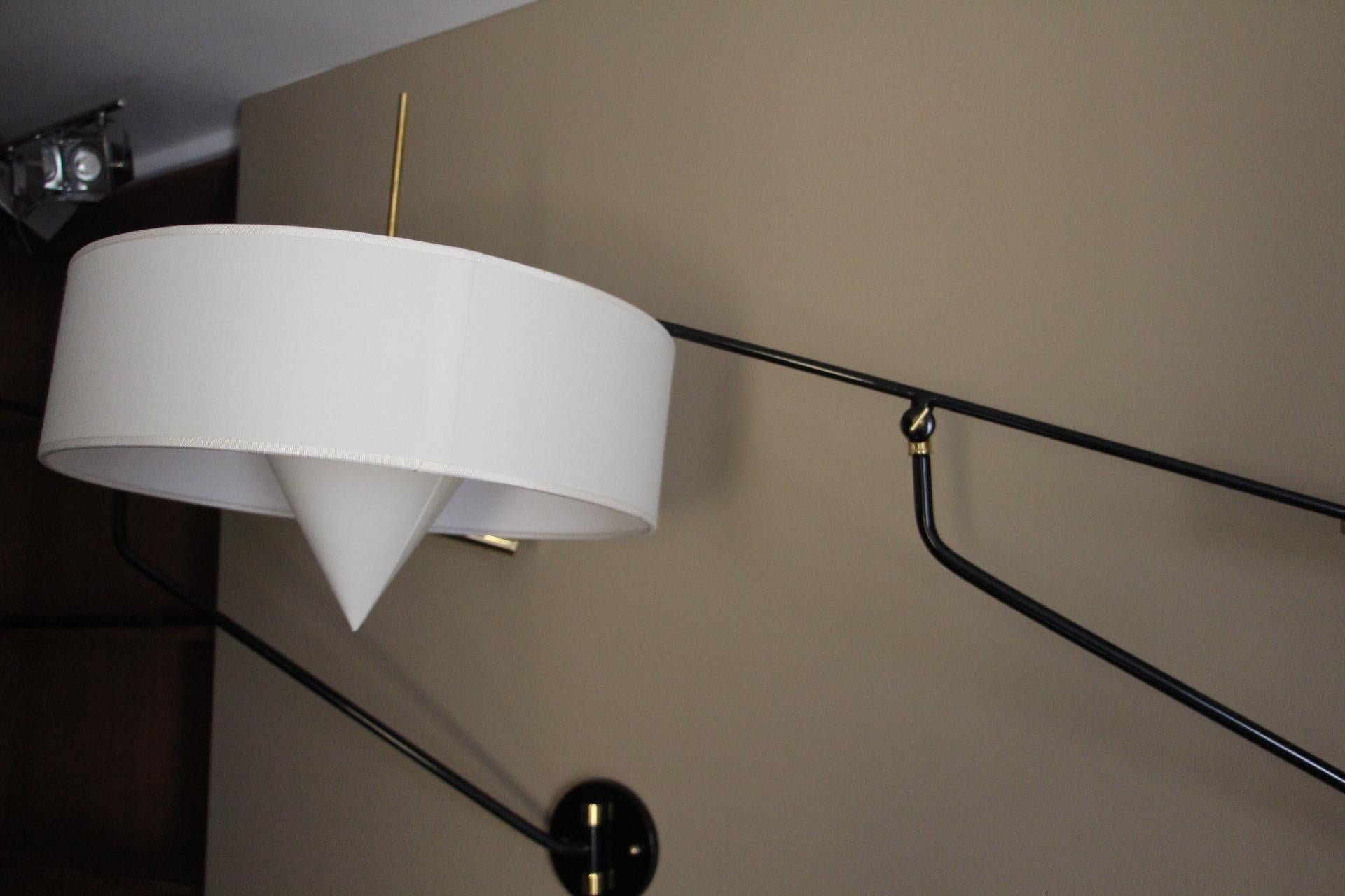 Large Articulating Brass Wall Light, Arlus Style Articulating Sconces 2